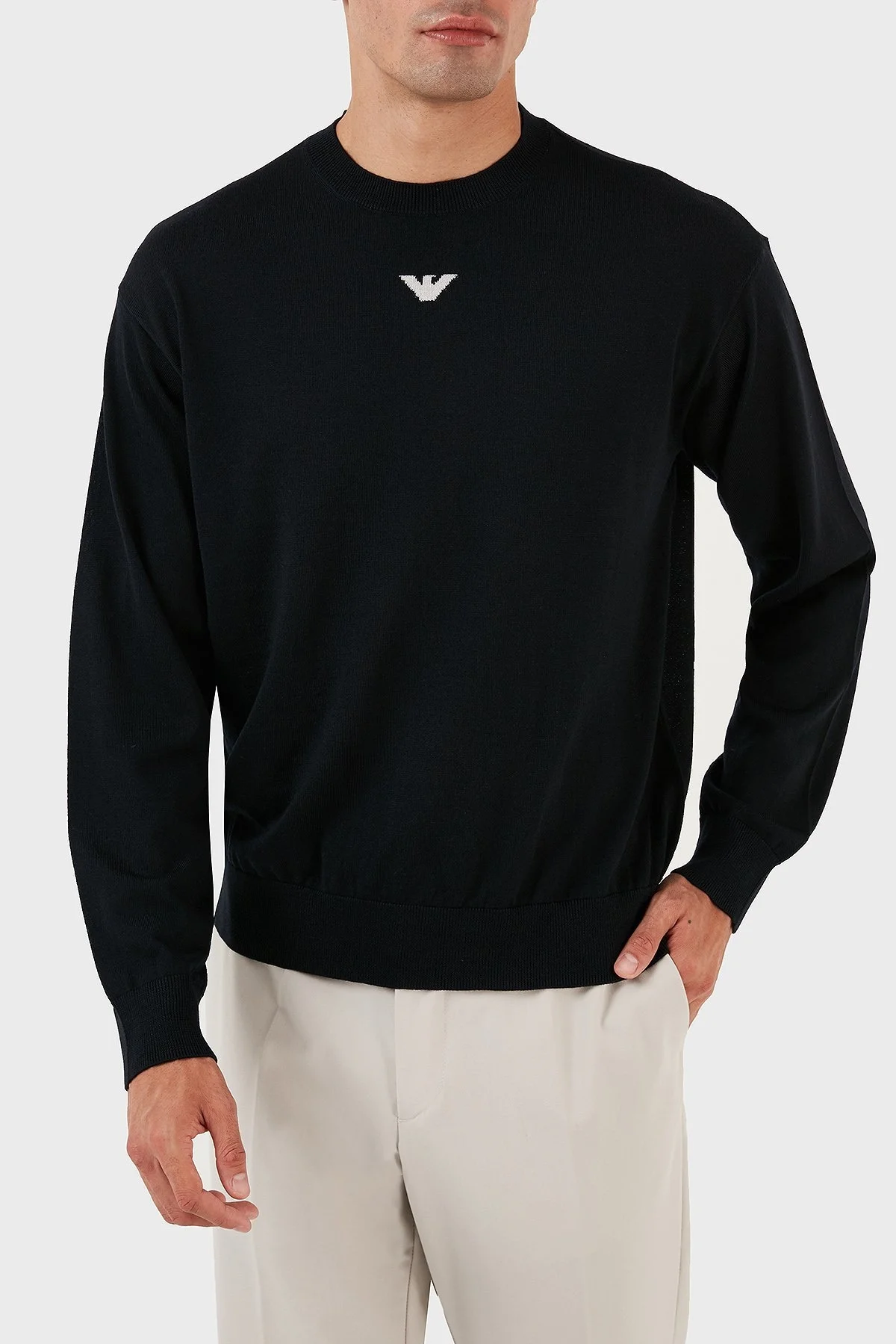 Emporio Armani Logolu Bisiklet Yaka Regular Fit % 100 Yün Erkek Kazak 6R1MXG 1MNGZ F904 LACİVERT - 7