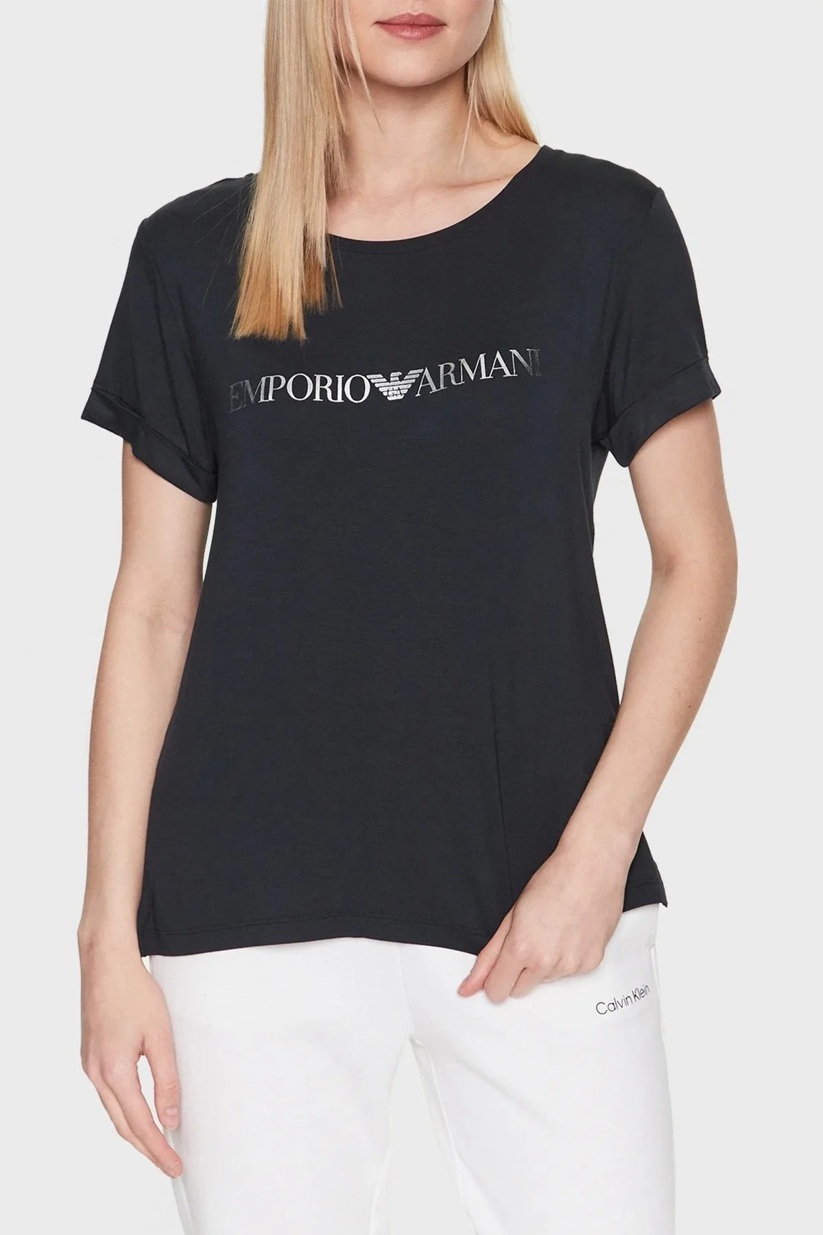 Emporio Armani Logolu Bisiklet Yaka Regular Fit Bayan T Shirt 262633 3R314 00020 SİYAH - 1