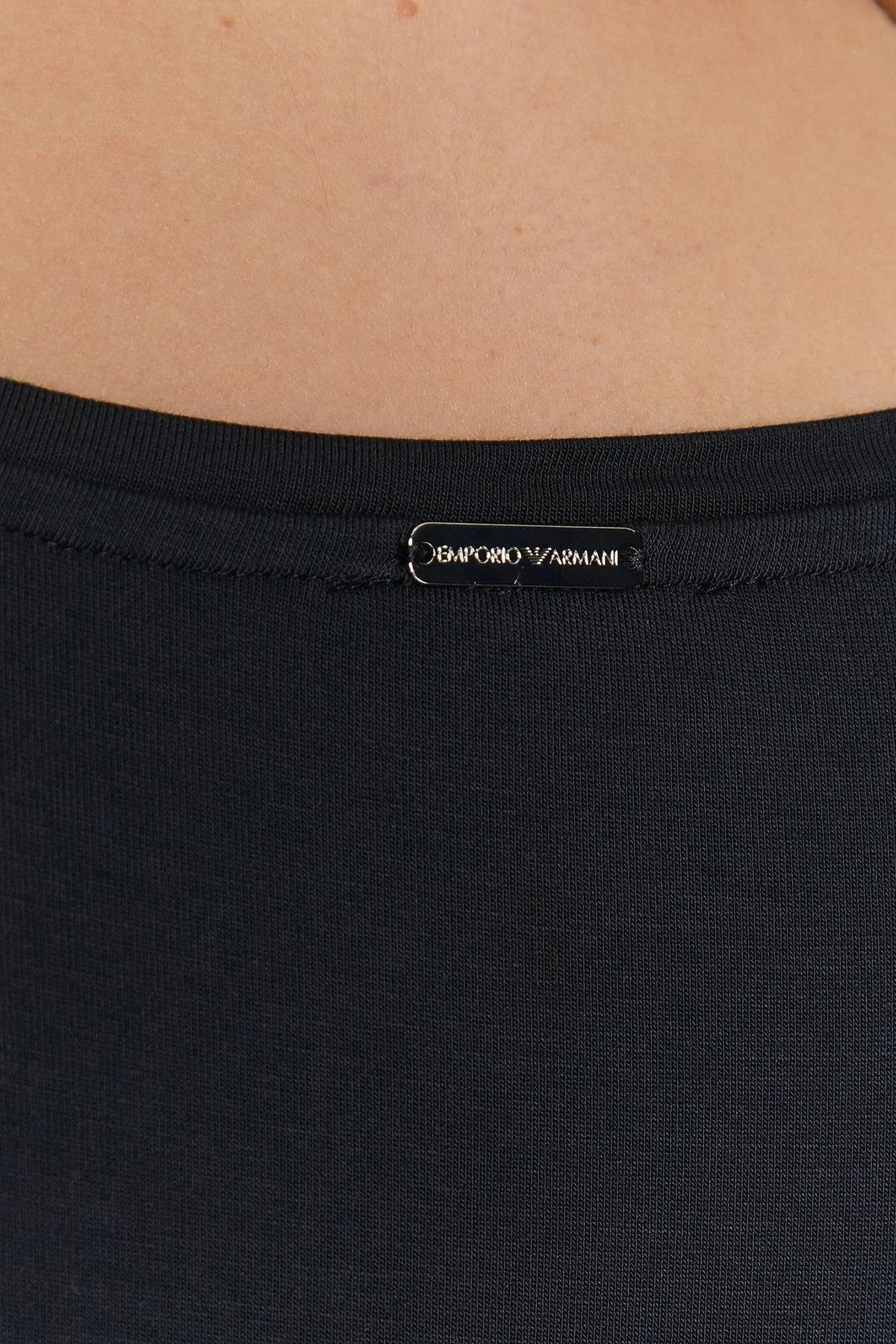Emporio Armani Logolu Bisiklet Yaka Regular Fit Bayan T Shirt 262633 3R314 00020 SİYAH - 5