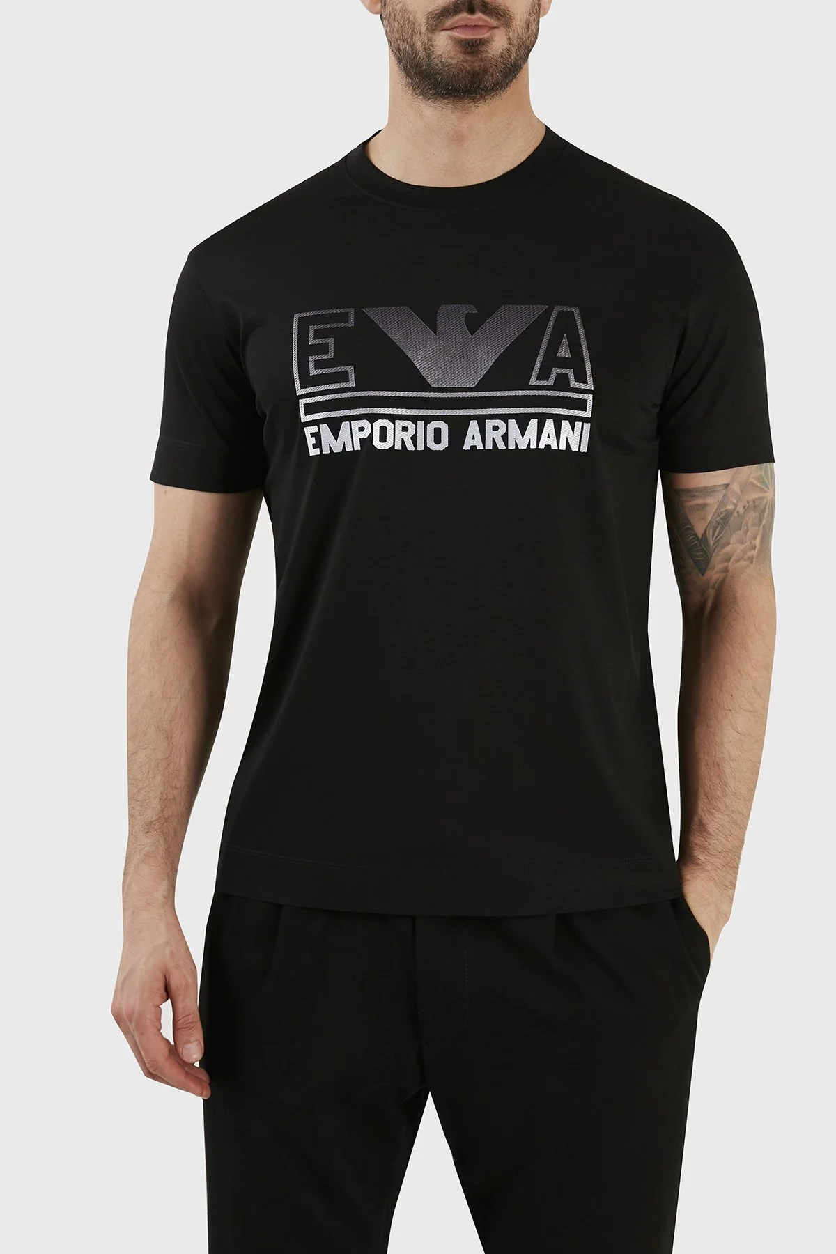 Emporio Armani Logolu Bisiklet Yaka Regular Fit Erkek T Shirt 3R1TC4 1JUVZ 0098 SİYAH - 1