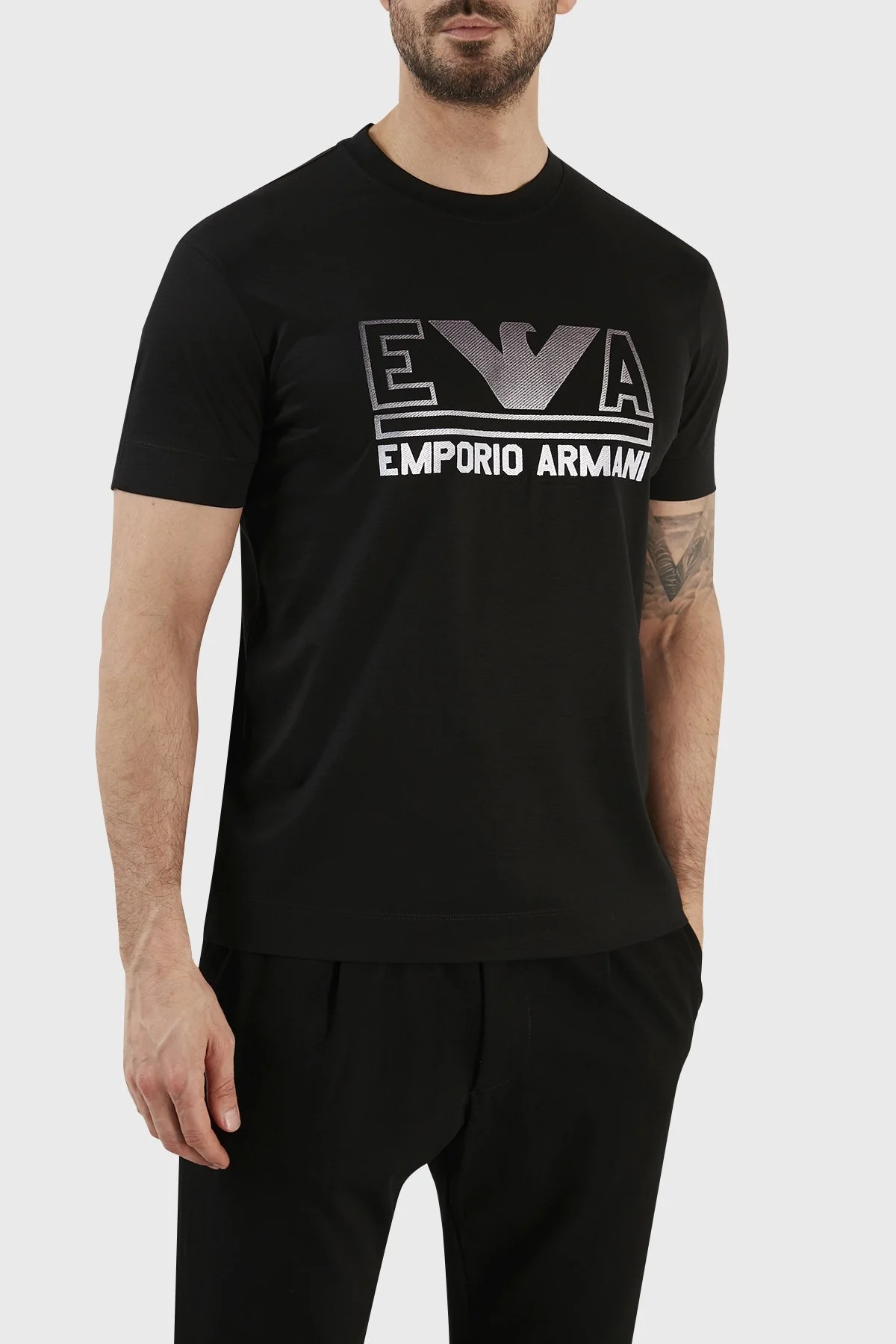 Emporio Armani Logolu Bisiklet Yaka Regular Fit Erkek T Shirt 3R1TC4 1JUVZ 0098 SİYAH - 3