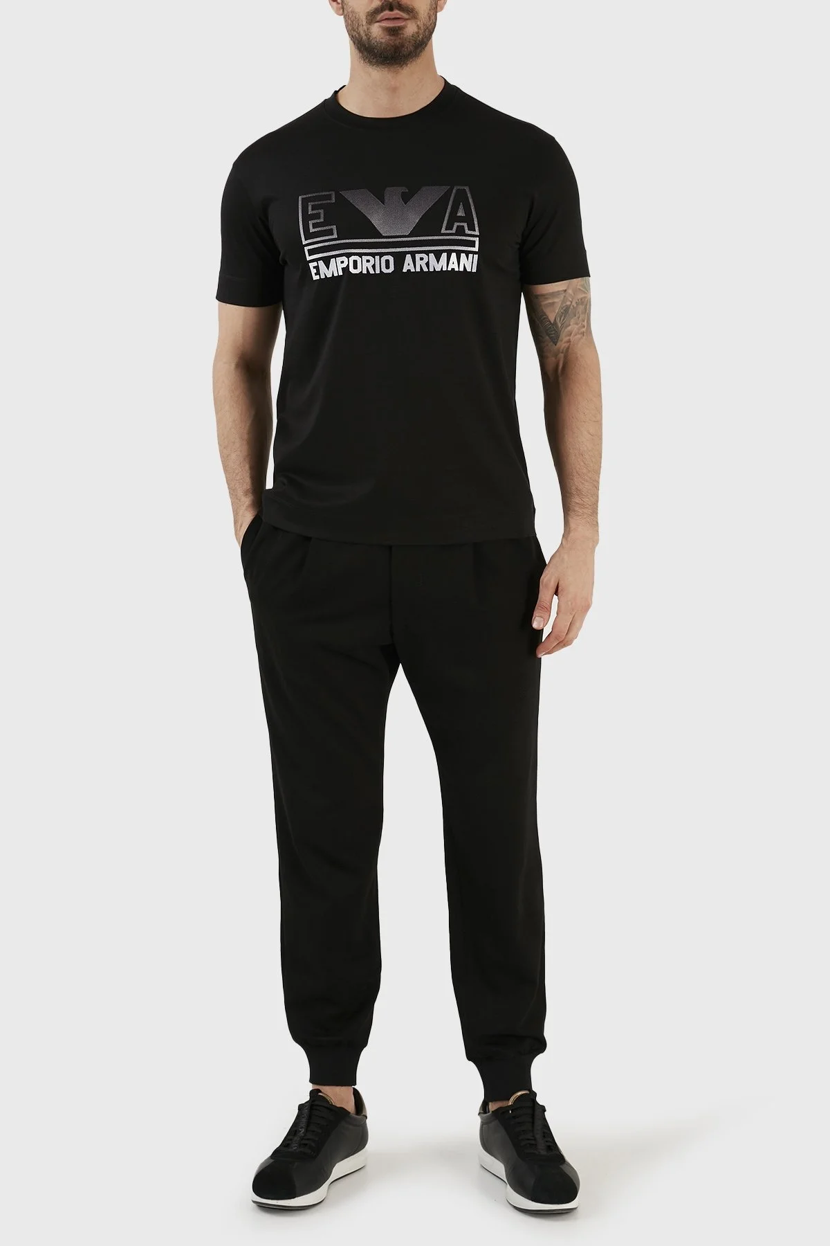 Emporio Armani Logolu Bisiklet Yaka Regular Fit Erkek T Shirt 3R1TC4 1JUVZ 0098 SİYAH - 4
