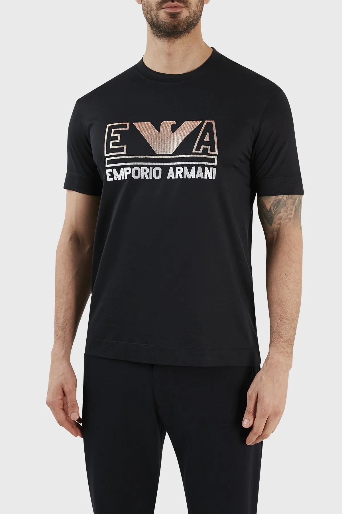Emporio Armani Logolu Bisiklet Yaka Regular Fit Erkek T Shirt 3R1TC4 1JUVZ 09K5 LACİVERT - 1