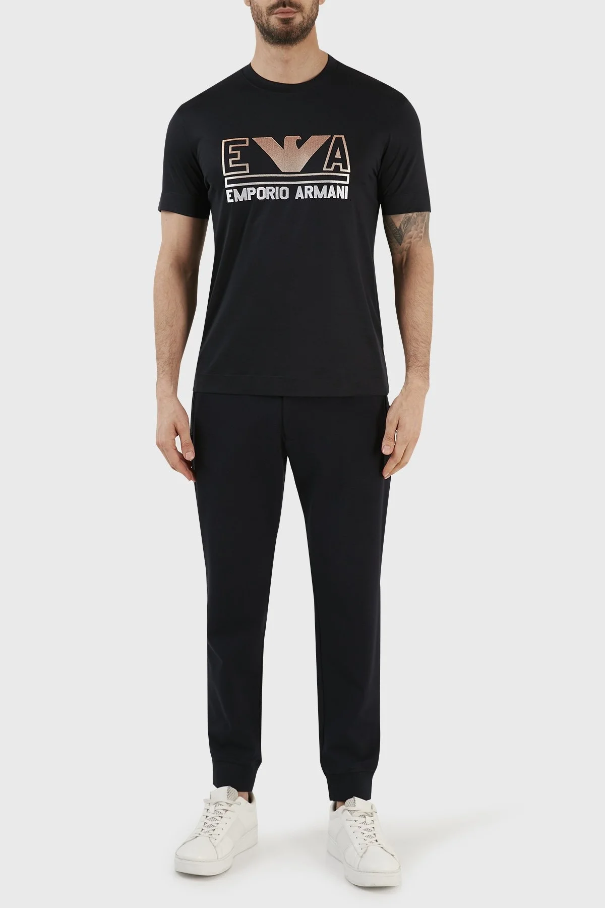 Emporio Armani Logolu Bisiklet Yaka Regular Fit Erkek T Shirt 3R1TC4 1JUVZ 09K5 LACİVERT - 3