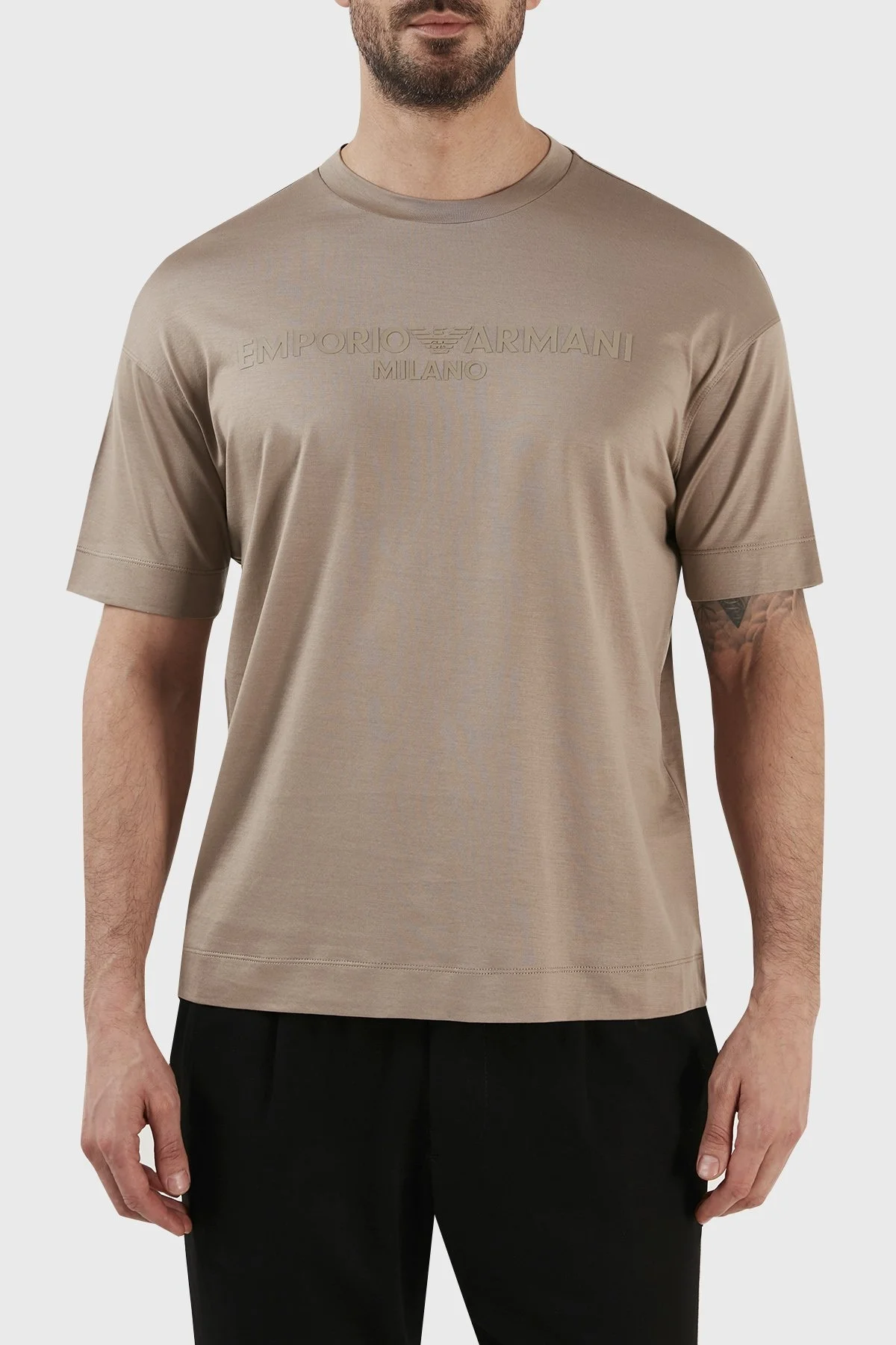 Emporio Armani Logolu Bisiklet Yaka Regular Fit Erkek T Shirt 3R1TDF 1JUVZ 0144 TOPRAK - 1