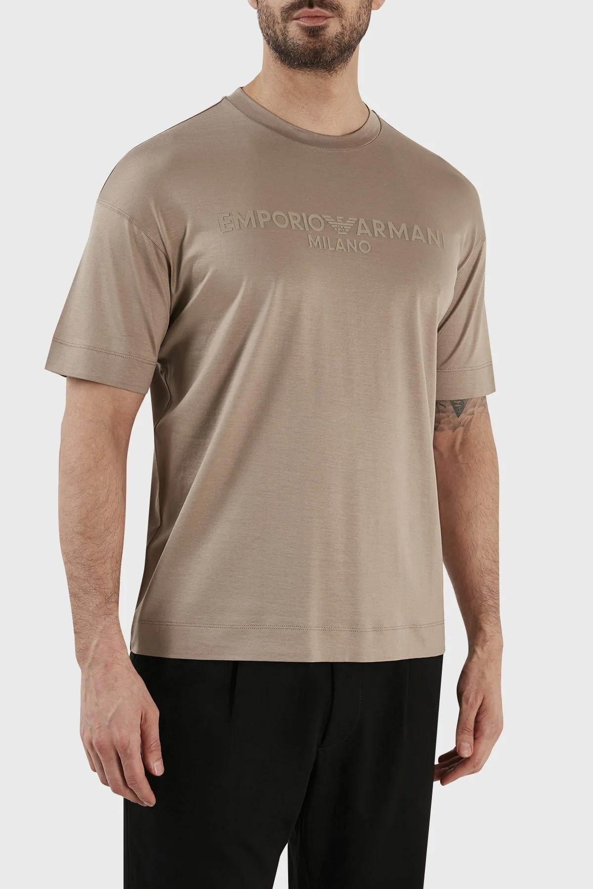 Emporio Armani Logolu Bisiklet Yaka Regular Fit Erkek T Shirt 3R1TDF 1JUVZ 0144 TOPRAK - 2