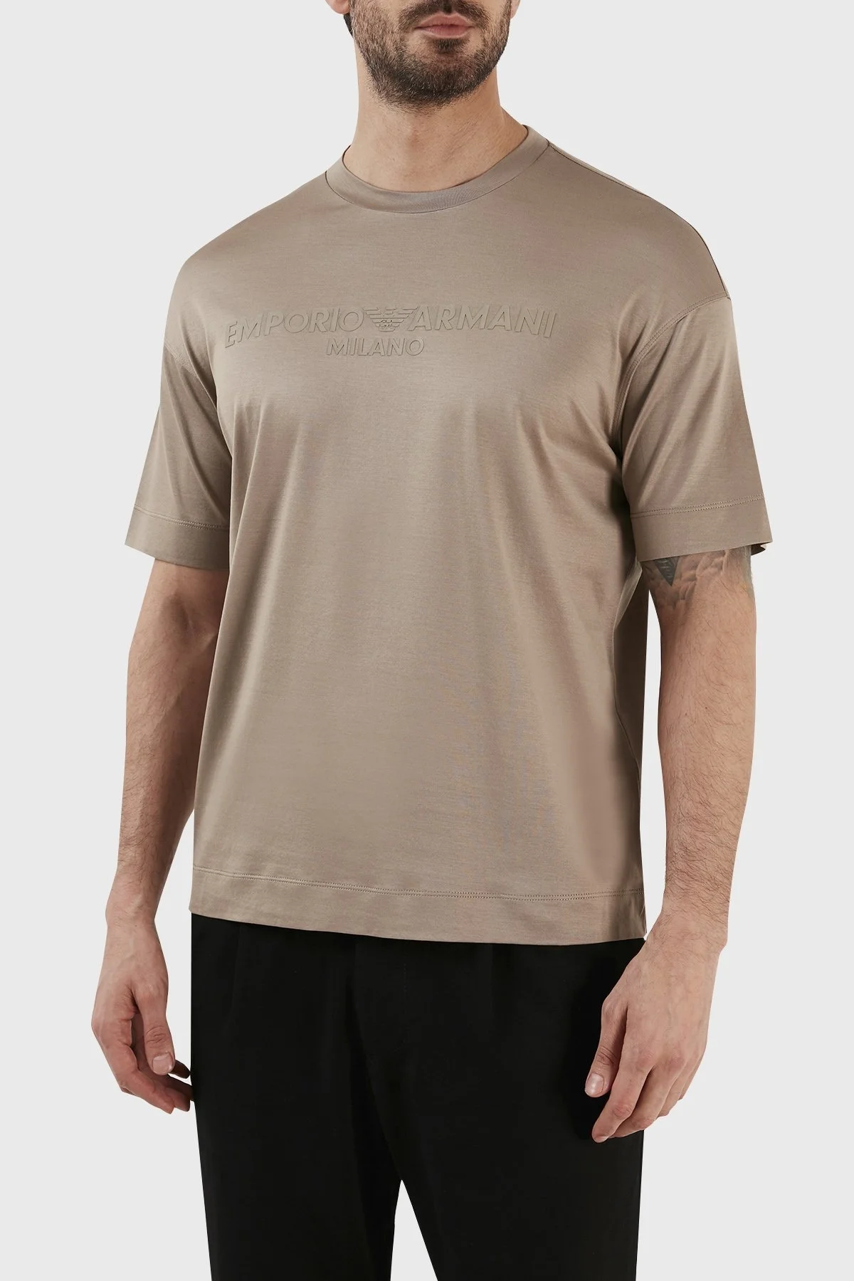 Emporio Armani Logolu Bisiklet Yaka Regular Fit Erkek T Shirt 3R1TDF 1JUVZ 0144 TOPRAK - 3