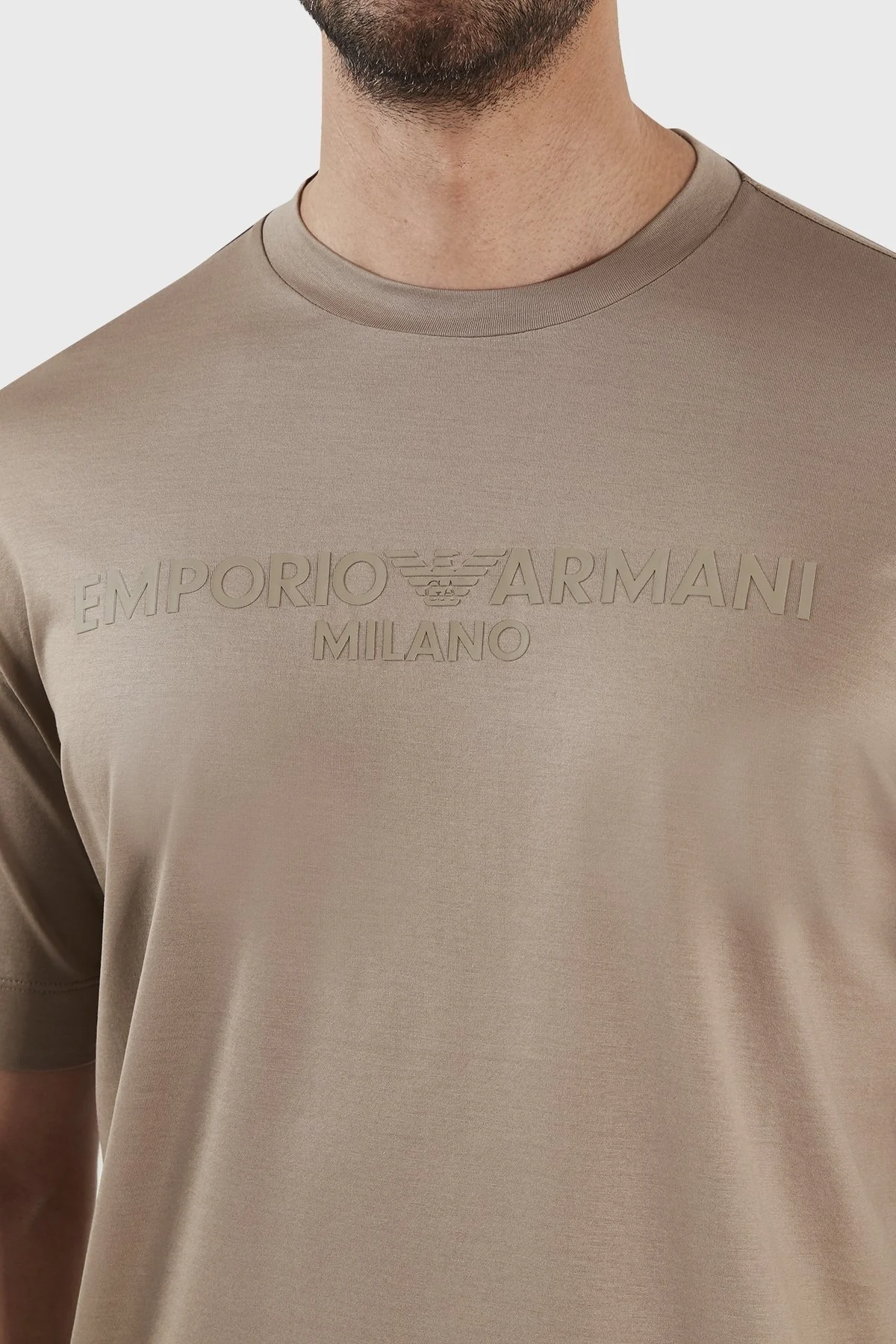 Emporio Armani Logolu Bisiklet Yaka Regular Fit Erkek T Shirt 3R1TDF 1JUVZ 0144 TOPRAK - 6