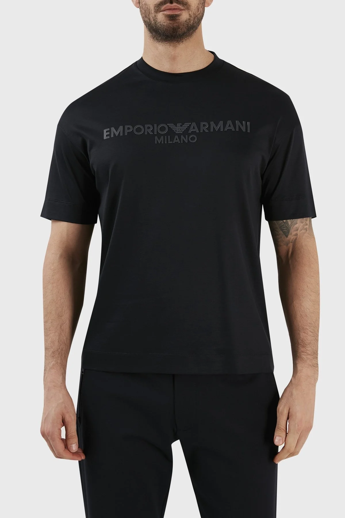 Emporio Armani Logolu Bisiklet Yaka Regular Fit Erkek T Shirt 3R1TDF 1JUVZ 0920 LACİVERT - 1