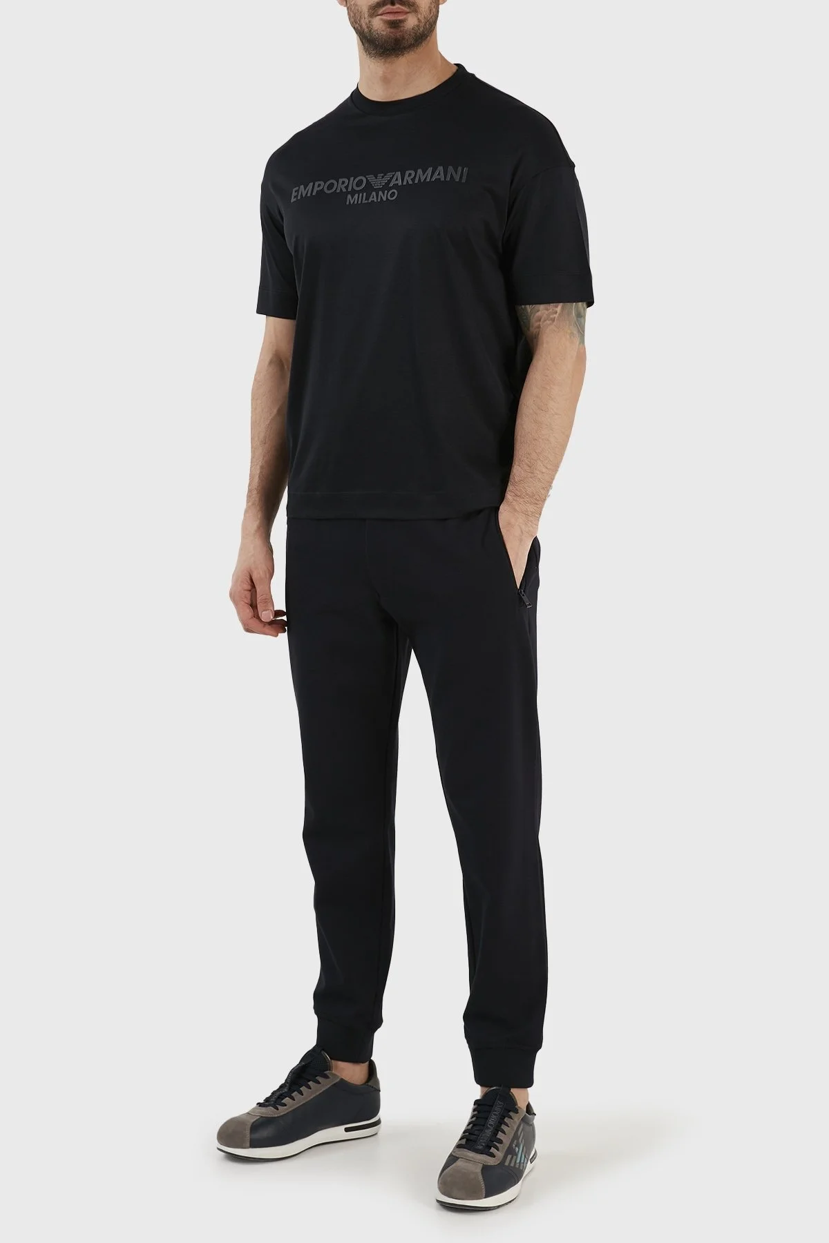 Emporio Armani Logolu Bisiklet Yaka Regular Fit Erkek T Shirt 3R1TDF 1JUVZ 0920 LACİVERT - 3