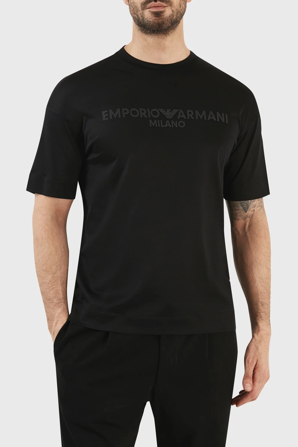 Emporio Armani Logolu Bisiklet Yaka Regular Fit Erkek T Shirt 3R1TDF 1JUVZ 0999 SİYAH - 1