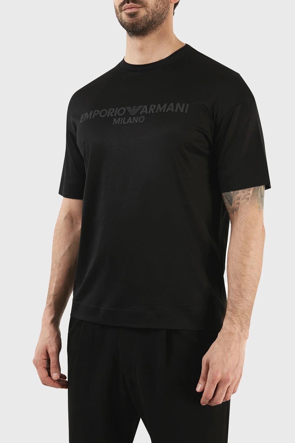 Emporio Armani Logolu Bisiklet Yaka Regular Fit Erkek T Shirt 3R1TDF 1JUVZ 0999 SİYAH - 2