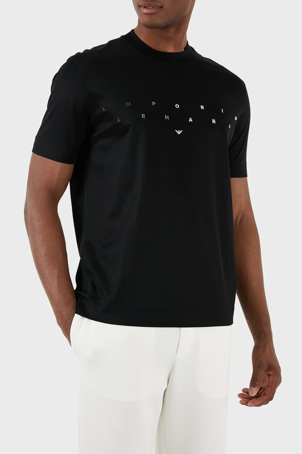 Emporio Armani Logolu Bisiklet Yaka Relaxed Fit Erkek T Shirt 3D1TA2 1JUVZ 0058 SİYAH - 3