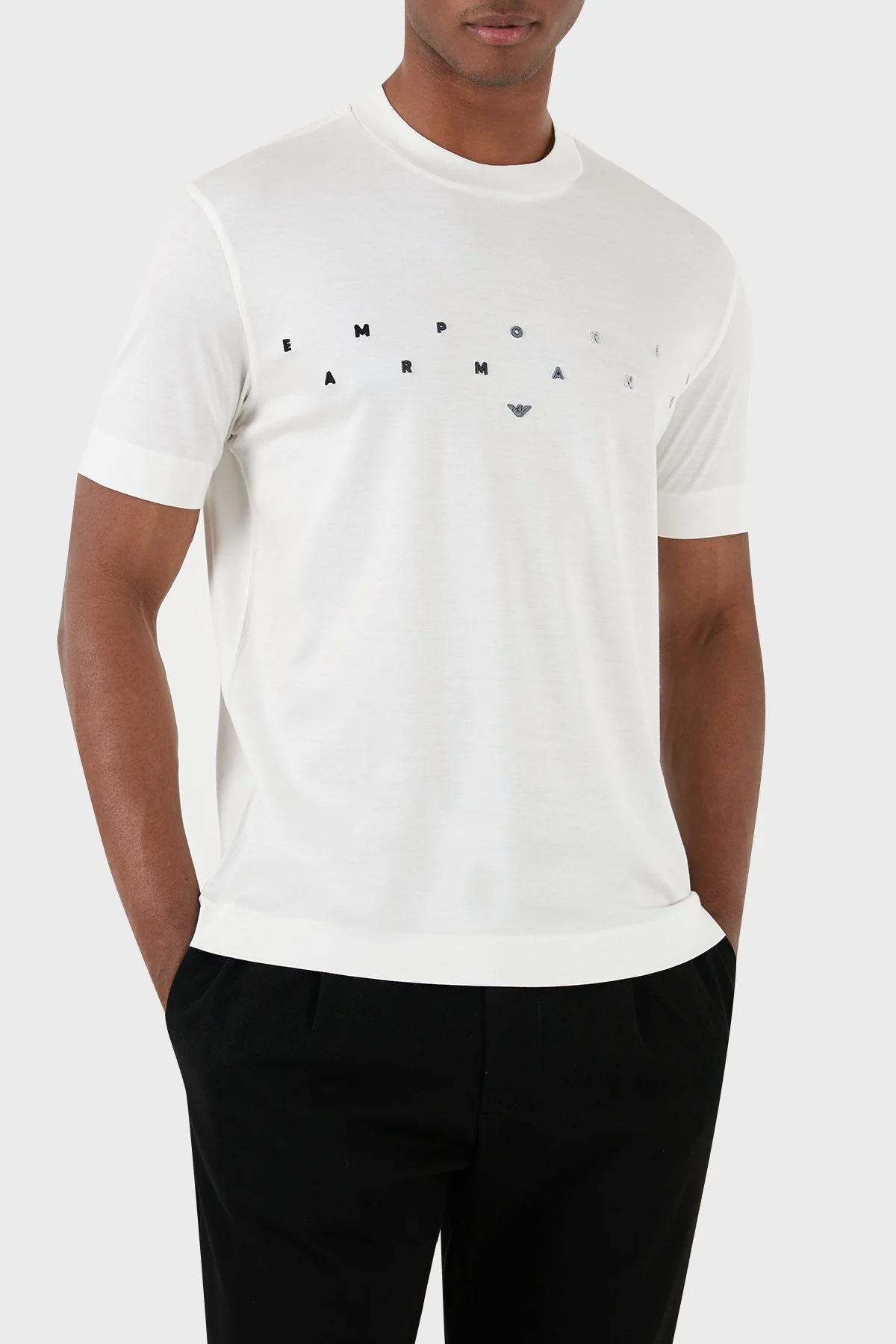 Emporio Armani Logolu Bisiklet Yaka Relaxed Fit Erkek T Shirt 3D1TA2 1JUVZ 01B2 EKRU - 2