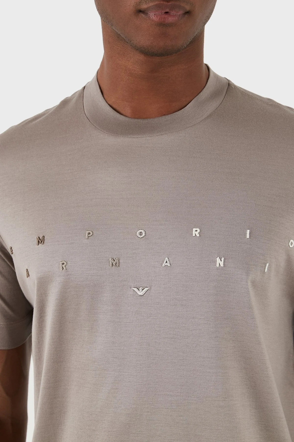 Emporio Armani Logolu Bisiklet Yaka Relaxed Fit Erkek T Shirt 3D1TA2 1JUVZ 06H3 KAHVE - 5