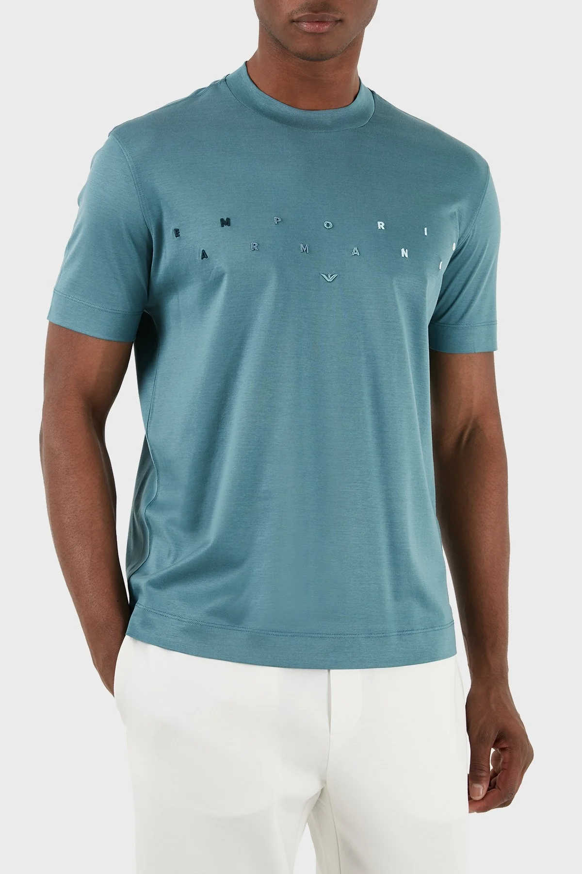 Emporio Armani Logolu Bisiklet Yaka Relaxed Fit Erkek T Shirt 3D1TA2 1JUVZ 0772 YEŞİL - 1