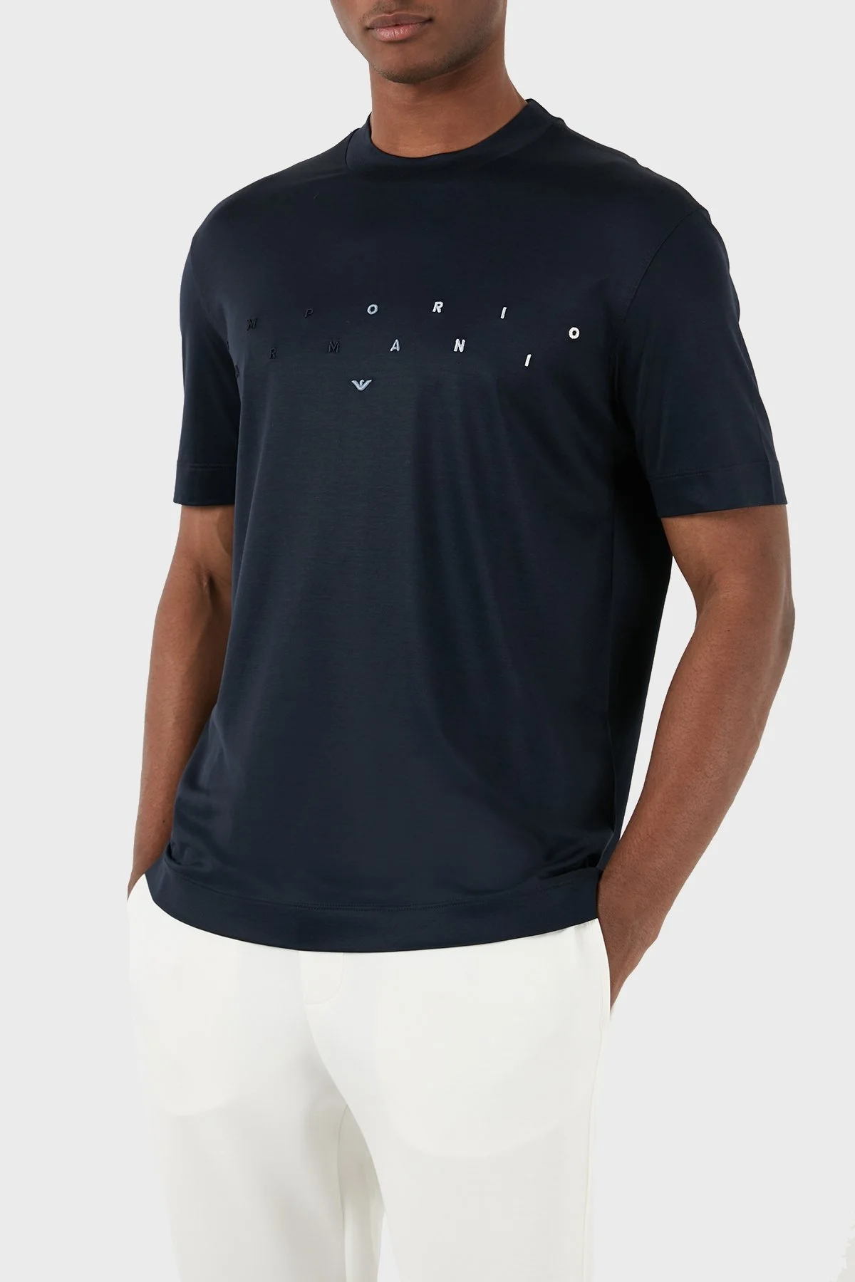 Emporio Armani Logolu Bisiklet Yaka Relaxed Fit Erkek T Shirt 3D1TA2 1JUVZ 09R3 LACİVERT - 1