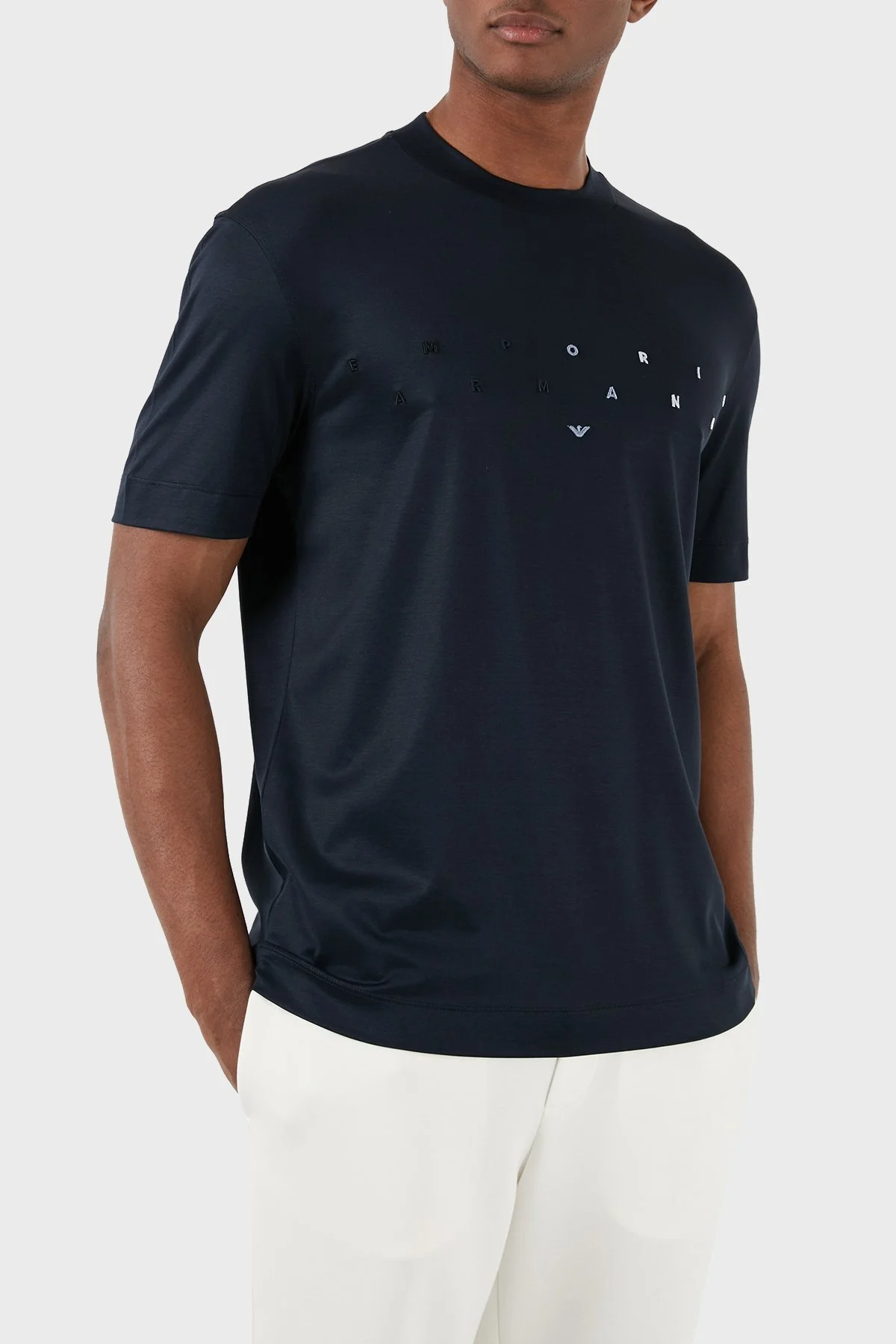 Emporio Armani Logolu Bisiklet Yaka Relaxed Fit Erkek T Shirt 3D1TA2 1JUVZ 09R3 LACİVERT - 2