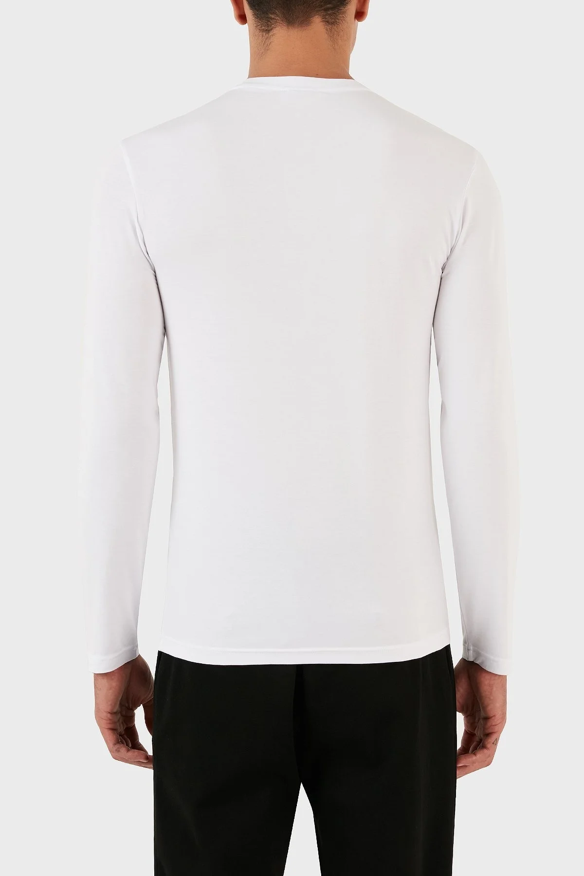 Emporio Armani Logolu Bisiklet Yaka Uzun Kollu Regular Fit Erkek T Shirt 111984 3F511 00010 BEYAZ - 2
