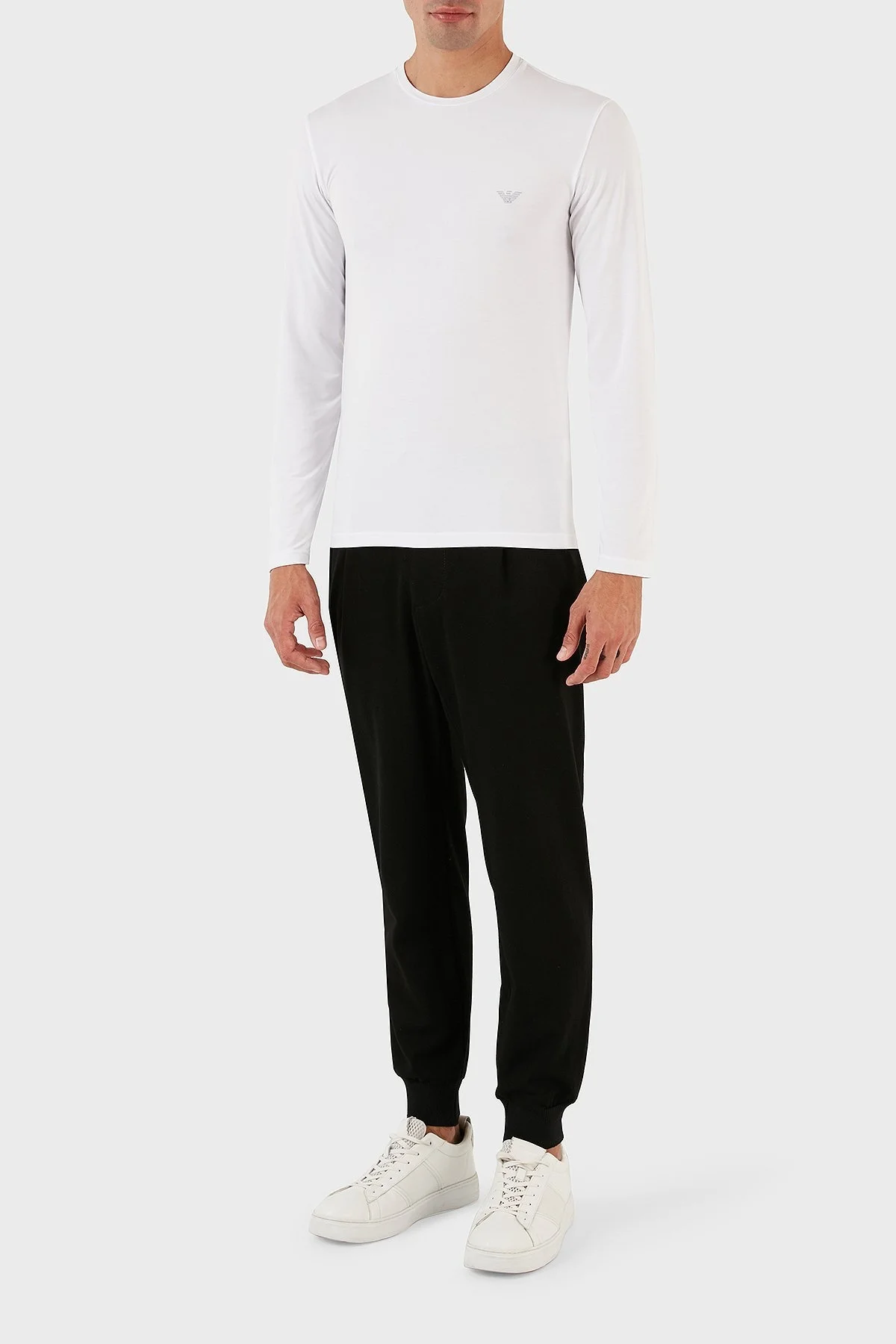 Emporio Armani Logolu Bisiklet Yaka Uzun Kollu Regular Fit Erkek T Shirt 111984 3F511 00010 BEYAZ - 4