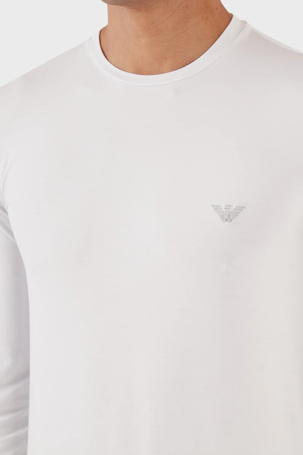 Emporio Armani Logolu Bisiklet Yaka Uzun Kollu Regular Fit Erkek T Shirt 111984 3F511 00010 BEYAZ - 5