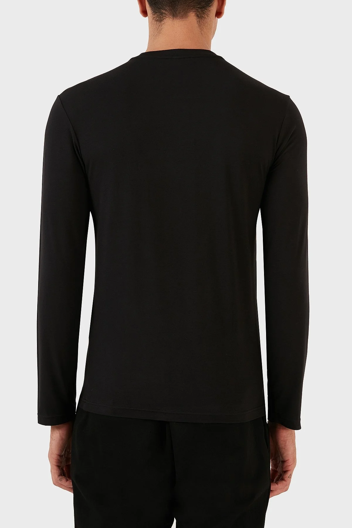 Emporio Armani Logolu Bisiklet Yaka Uzun Kollu Regular Fit Erkek T Shirt 111984 3F511 00020 SİYAH - 2