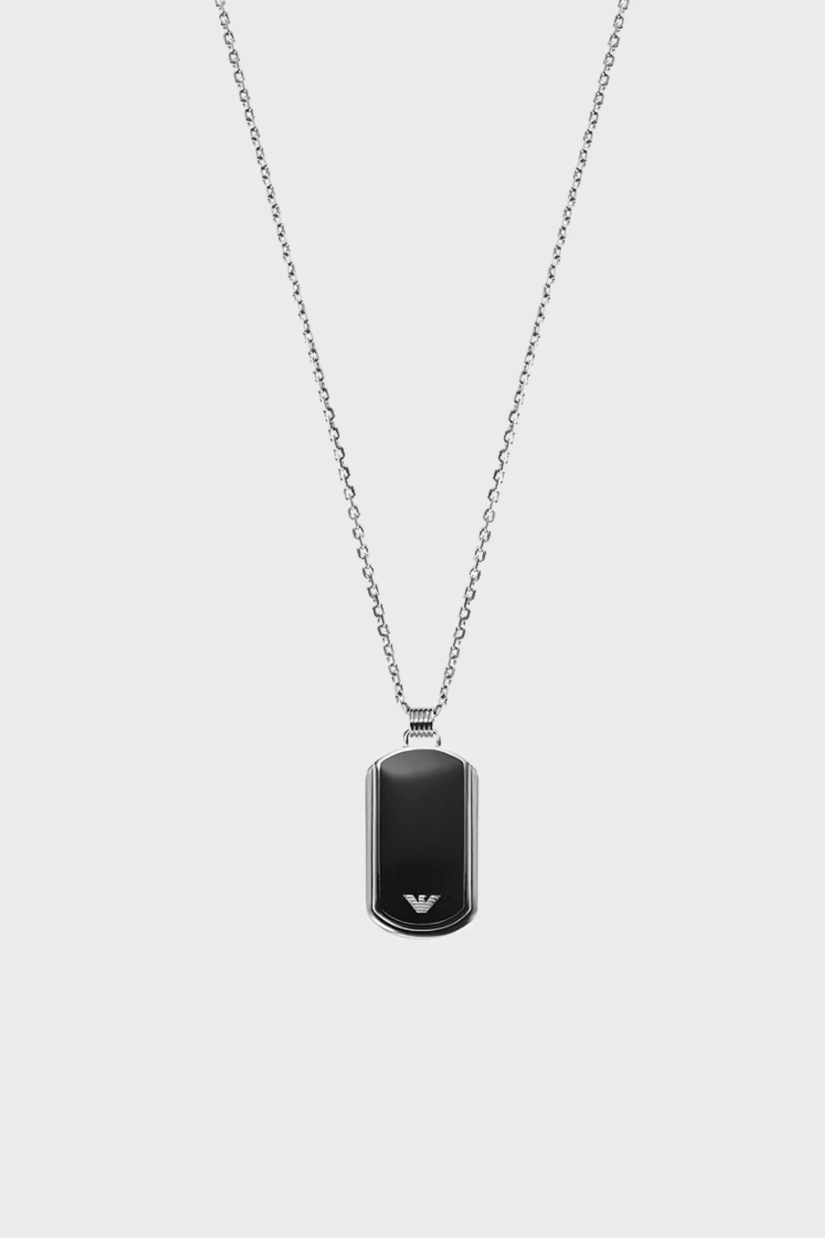 Emporio Armani Logolu Çelik Erkek Kolye AJEGS1726-040 SİYAH-GÜMÜŞ - 1