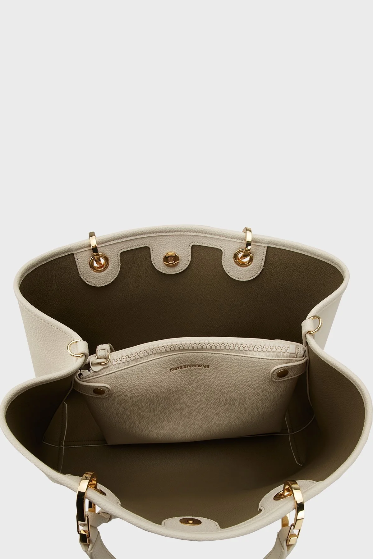 Emporio Armani Logolu Çıkarılabilir Askılı Bayan Çanta EW000360 AF12036 M1051 KREM - 4