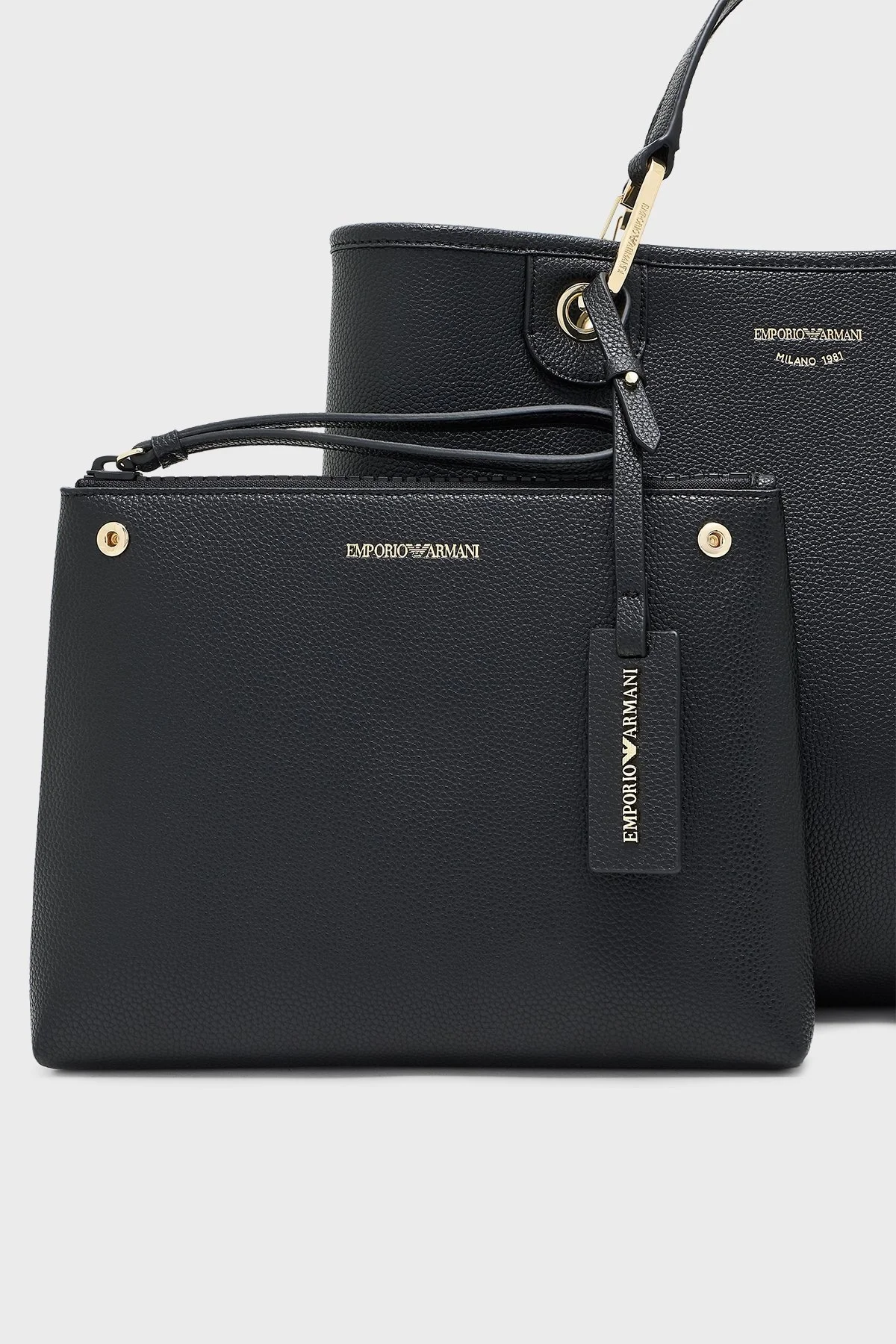 Emporio Armani Logolu Çıkarılabilir Askılı Bayan Çanta EW000360 AF12103 MC032 SİYAH-GÜMÜŞ - 7