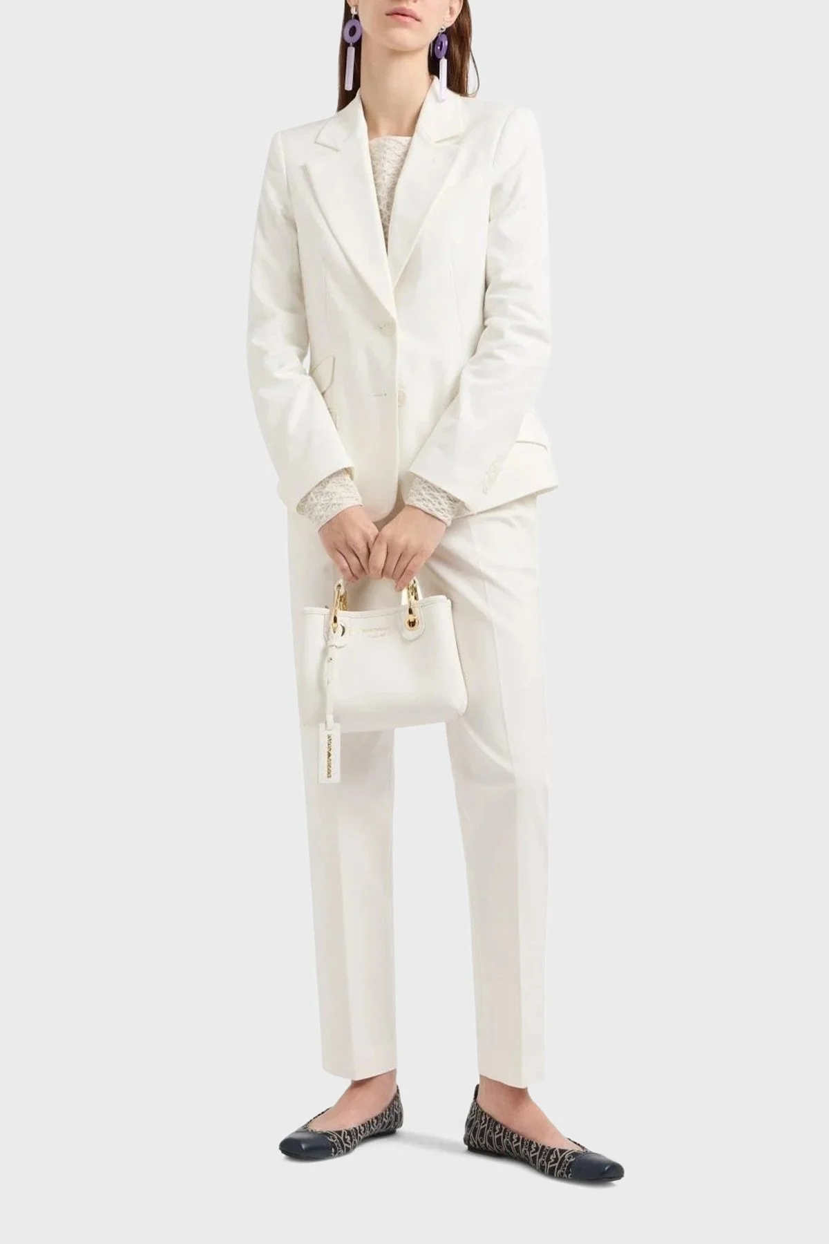 Emporio Armani Logolu Çıkarılabilir Askılı Bayan Çanta EW000361 AF12103 M0034 BEYAZ-GOLD - 3