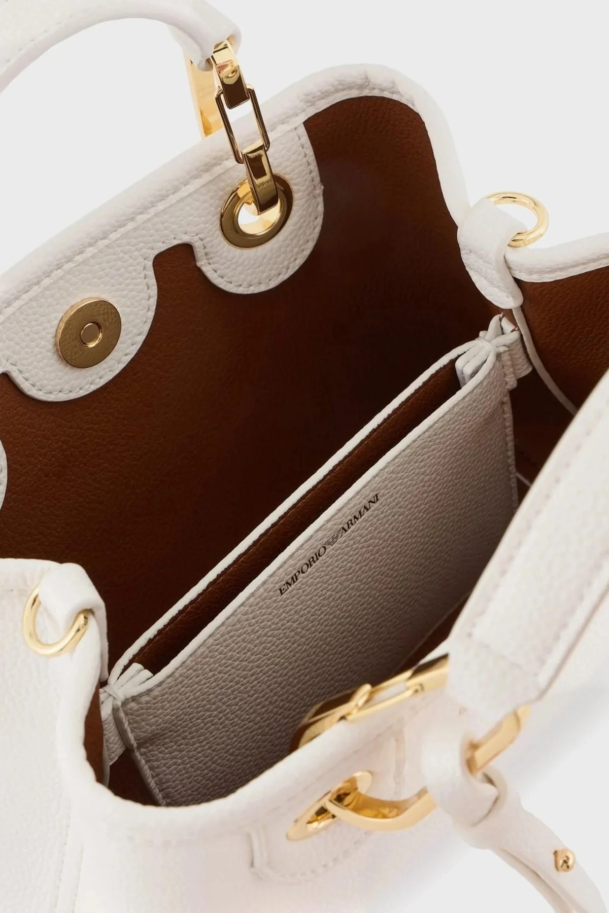 Emporio Armani Logolu Çıkarılabilir Askılı Bayan Çanta EW000361 AF12103 M0034 BEYAZ-GOLD - 5