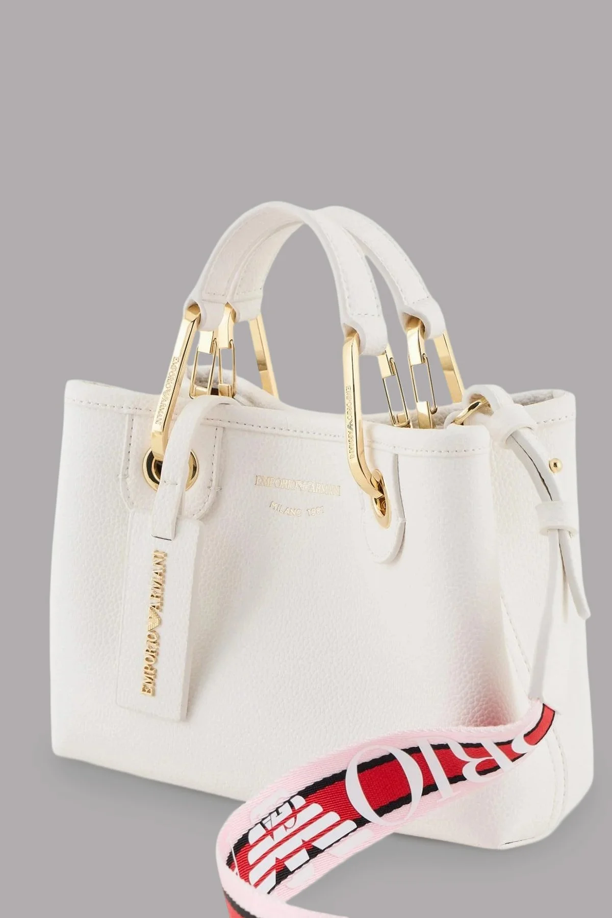 Emporio Armani Logolu Çıkarılabilir Askılı Bayan Çanta EW000361 AF12103 M0034 BEYAZ-GOLD - 12