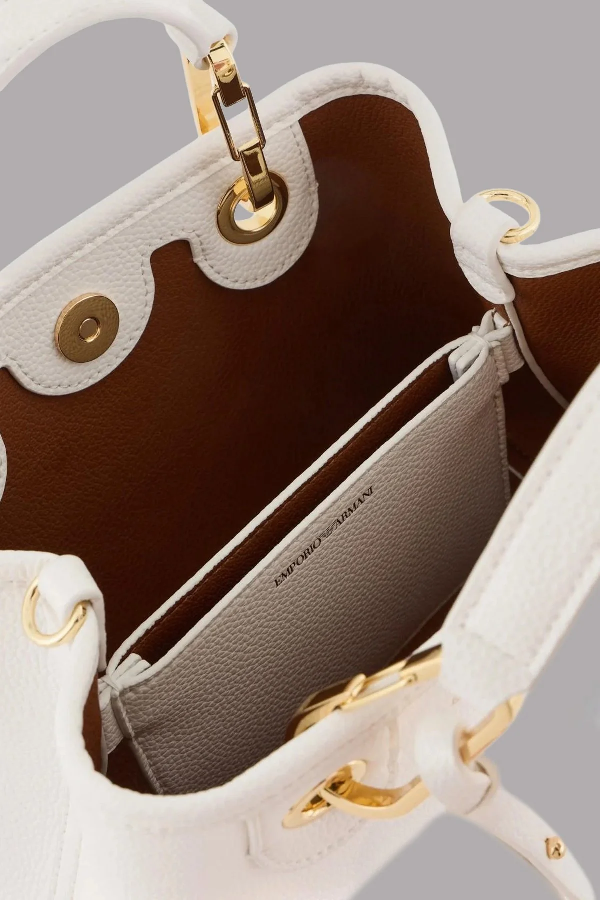 Emporio Armani Logolu Çıkarılabilir Askılı Kadın Çanta EW000361 AF12103 M0034 BEYAZ-GOLD - 5