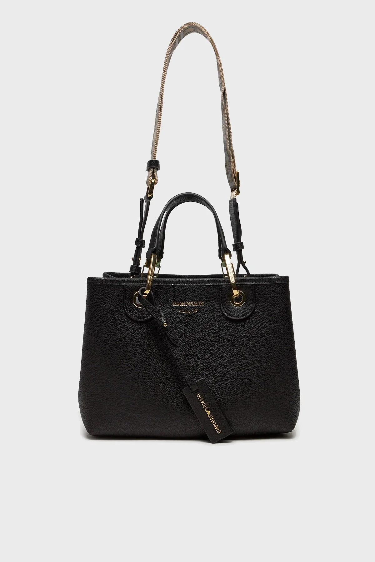 Emporio Armani Logolu Çıkarılabilir Askılı Bayan Çanta EW000361 AF12103 MC032 SİYAH-GOLD - 8