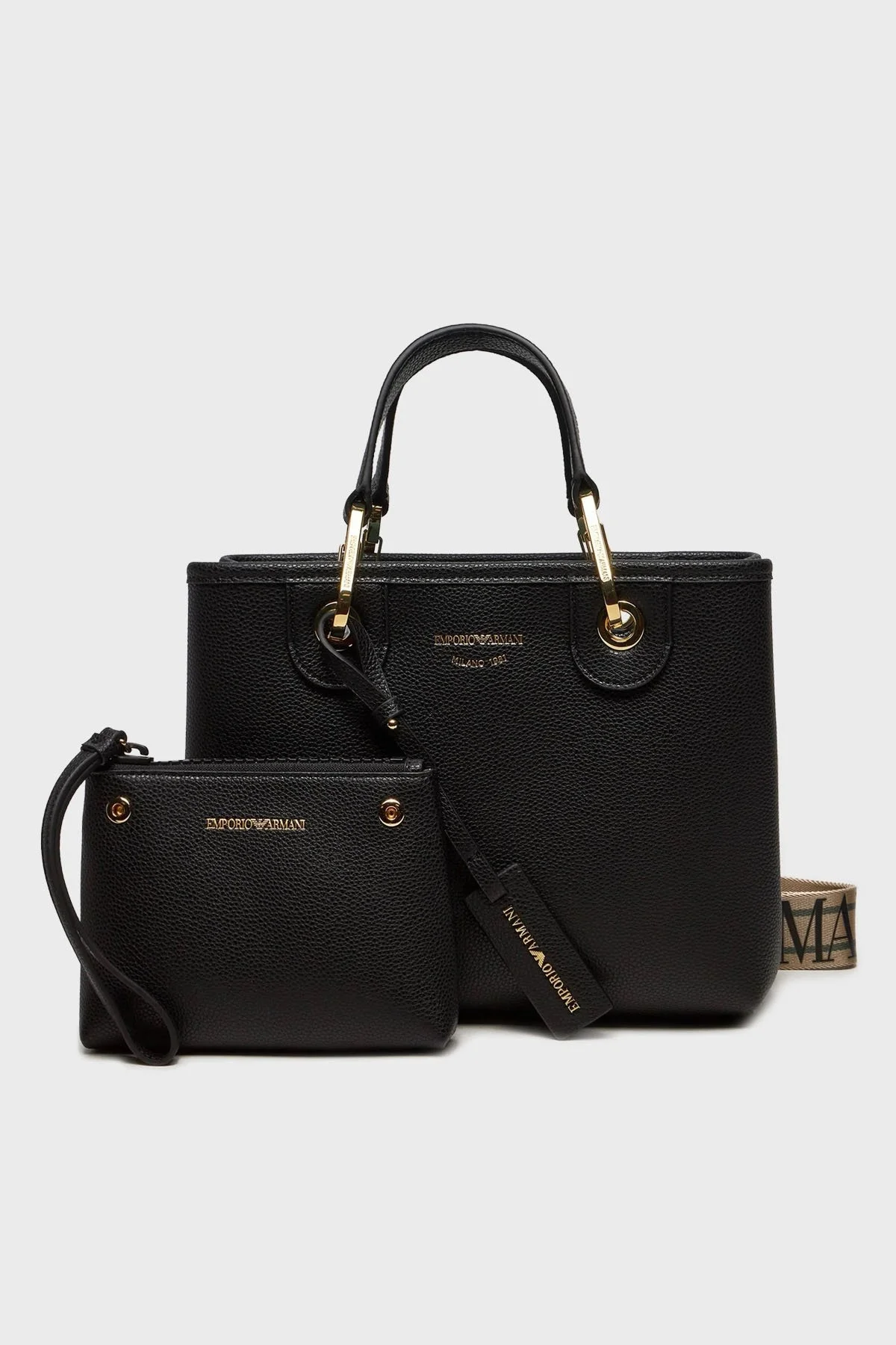 Emporio Armani Logolu Çıkarılabilir Askılı Bayan Çanta EW000361 AF12103 MC032 SİYAH-GÜMÜŞ - 1