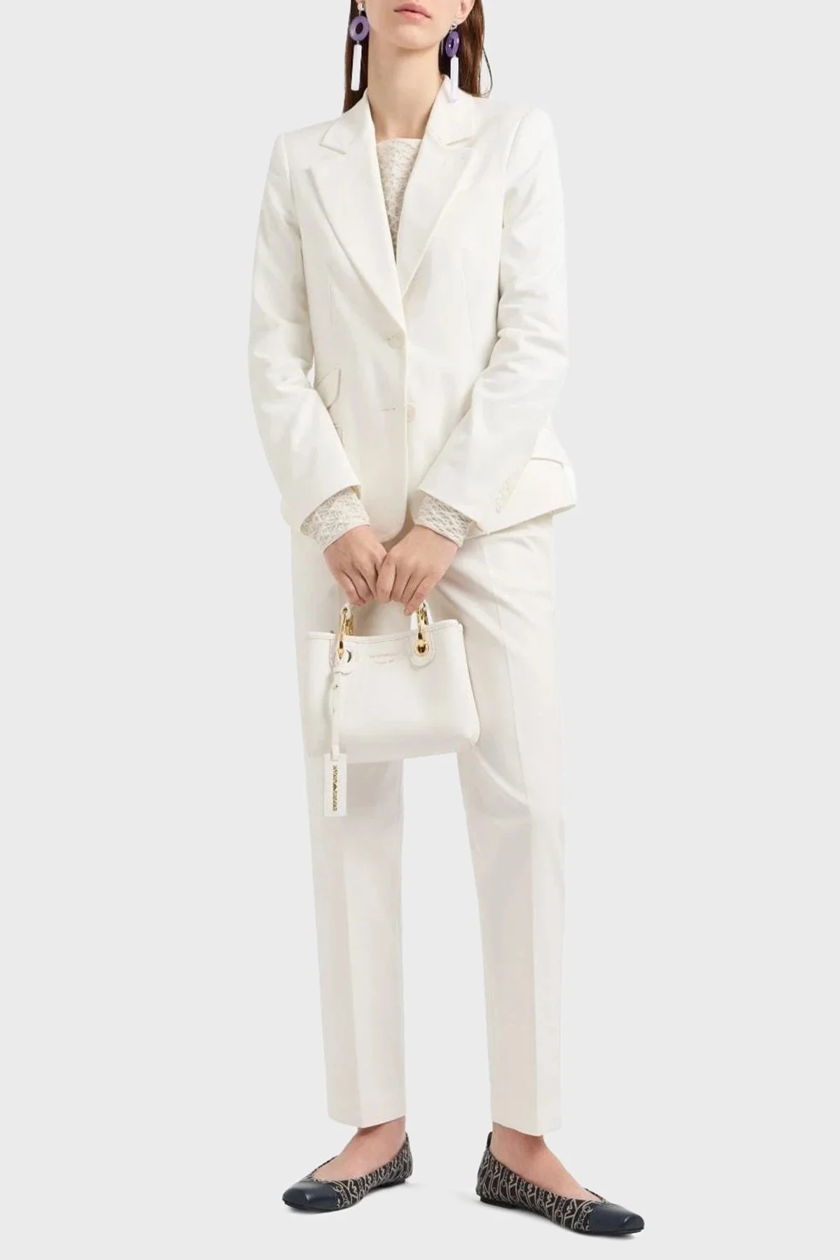 Emporio Armani Logolu Çıkarılabilir Askılı Kadın Çanta EW000382 AF12103 M0034 BEYAZ - 3