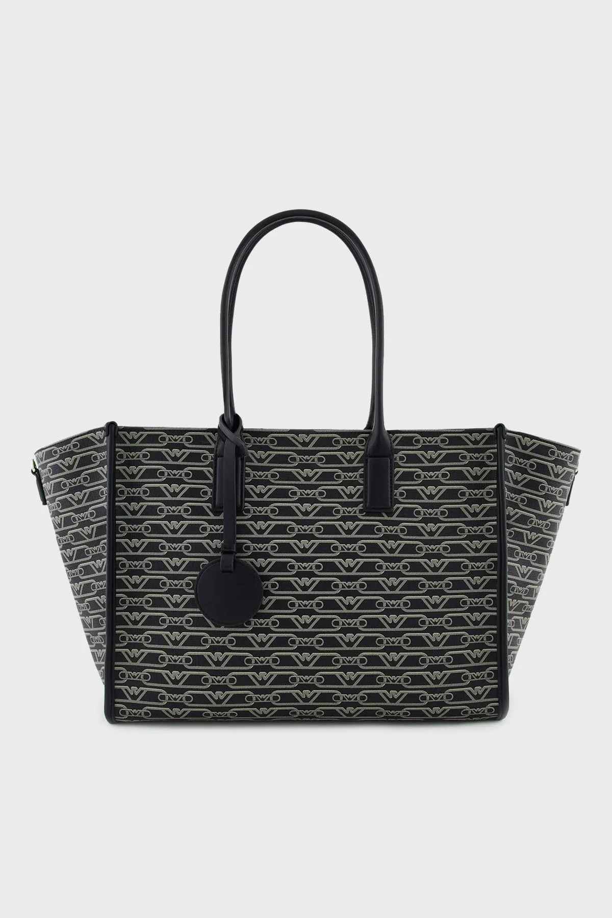 Emporio Armani Logolu Çıkarılabilir Askılı Büyük Bayan Çanta EW000370 AF11951 FC033 SİYAH-EKRU - 1