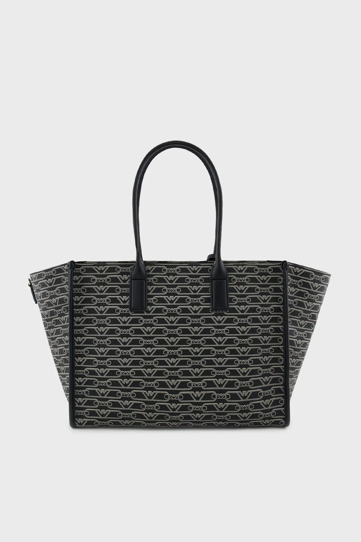 Emporio Armani Logolu Çıkarılabilir Askılı Büyük Bayan Çanta EW000370 AF11951 FC033 SİYAH-EKRU - 3