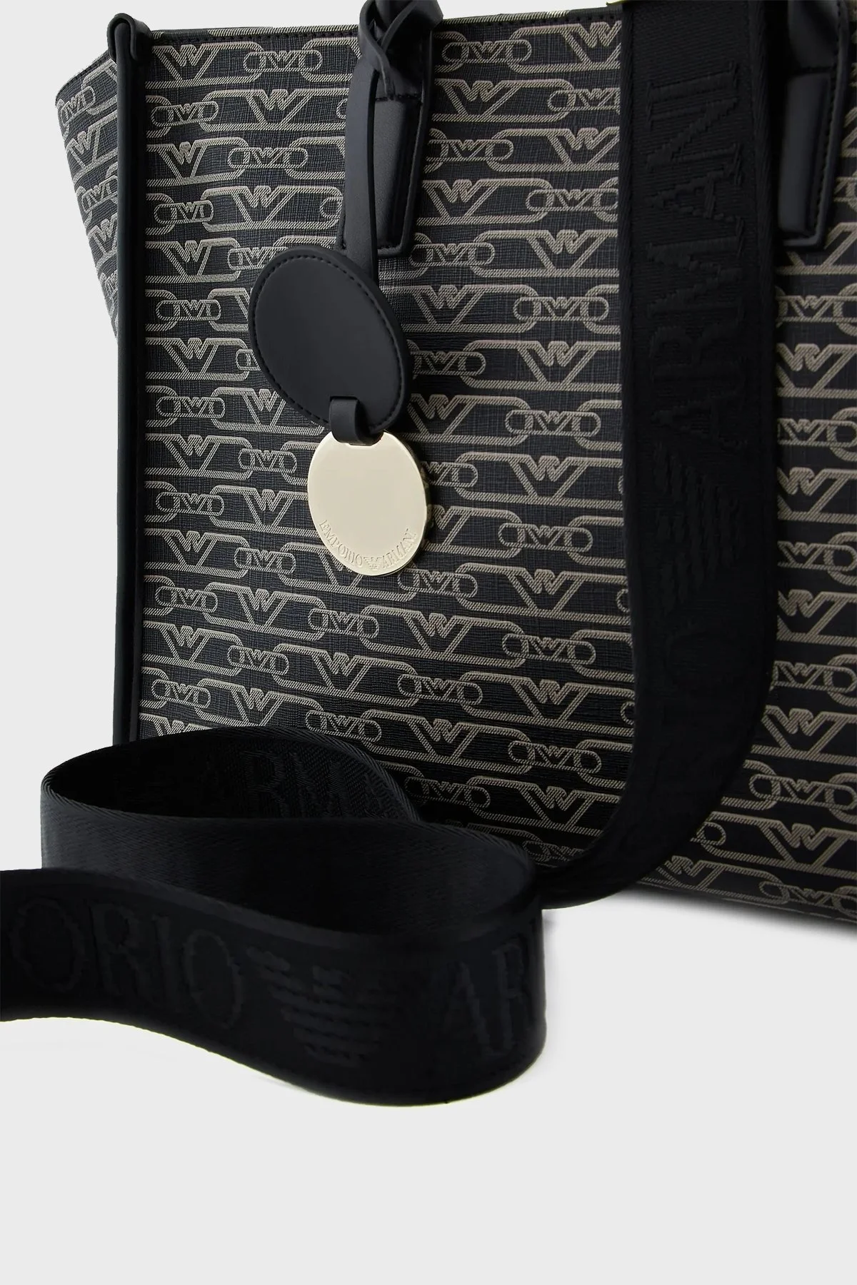 Emporio Armani Logolu Çıkarılabilir Askılı Büyük Bayan Çanta EW000370 AF11951 FC033 SİYAH-EKRU - 6