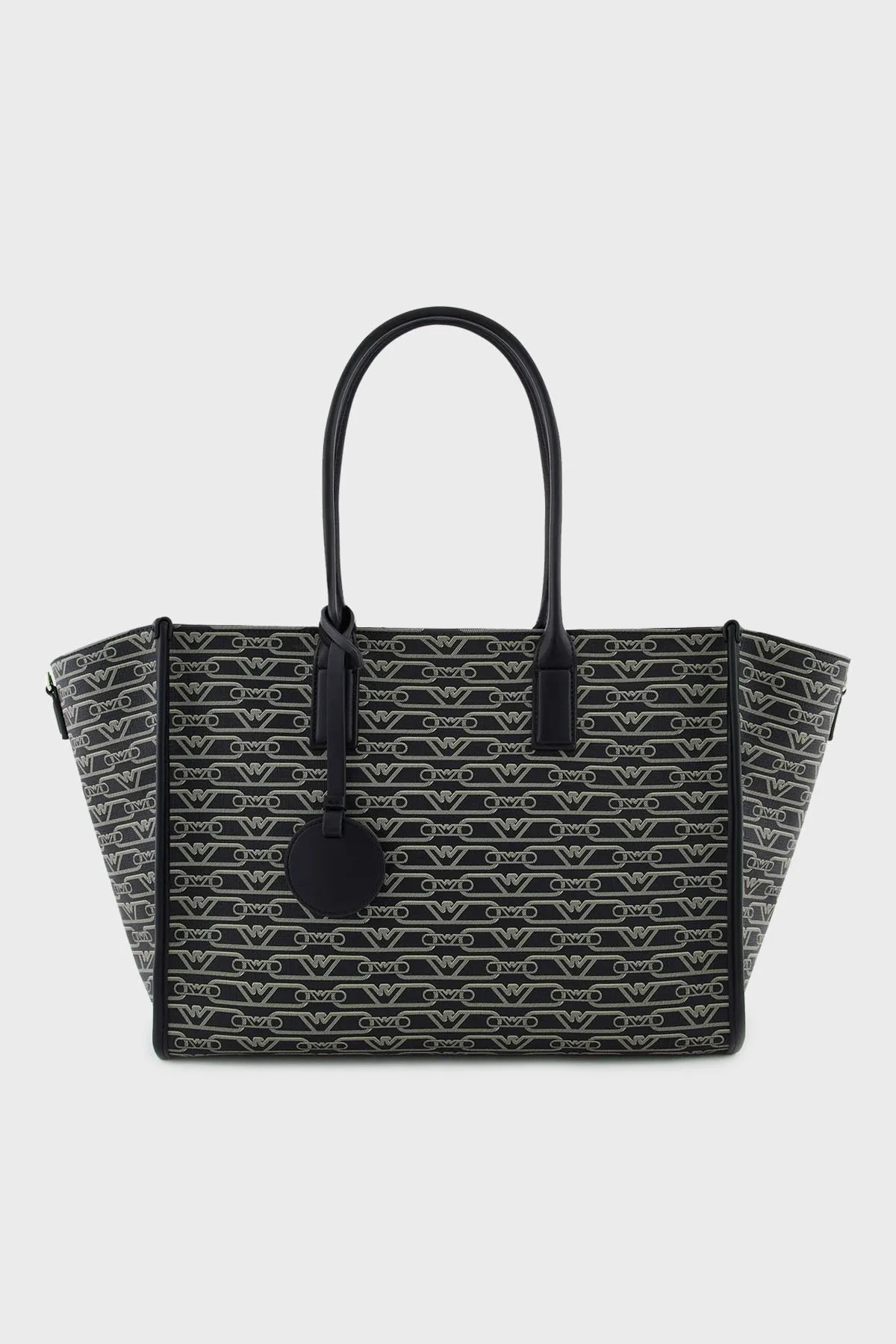 Emporio Armani Logolu Çıkarılabilir Askılı Büyük Kadın Çanta EW000370 AF11951 FC033 SİYAH-EKRU - 1