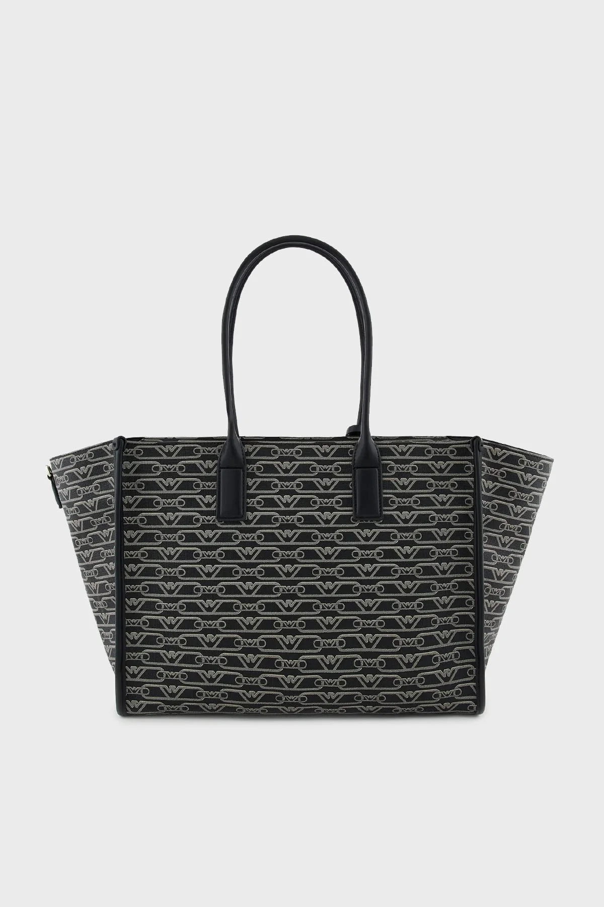 Emporio Armani Logolu Çıkarılabilir Askılı Büyük Kadın Çanta EW000370 AF11951 FC033 SİYAH-EKRU - 3