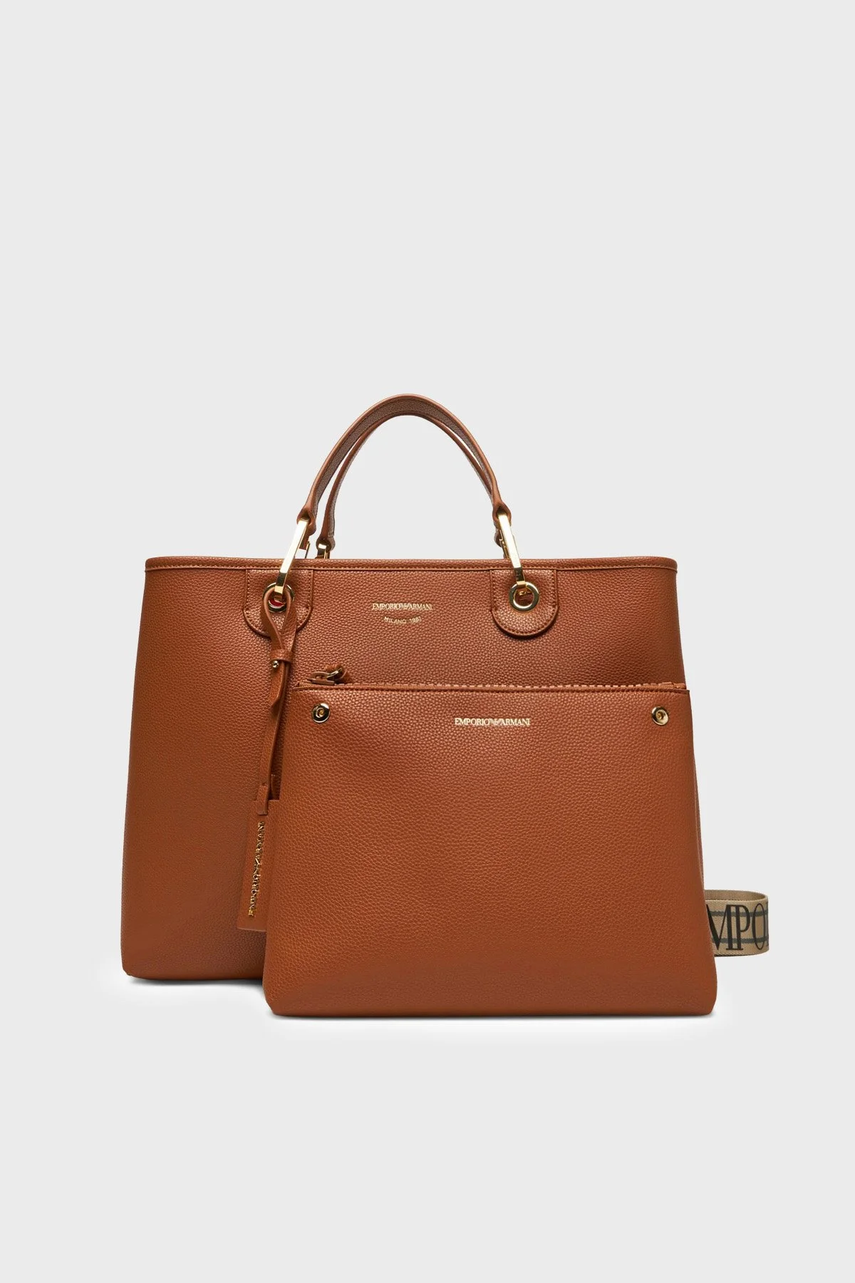 Emporio Armani Logolu Çıkarılabilir Askılı Kadın Çanta EW000360 AF12103 M6030 Taba - 1