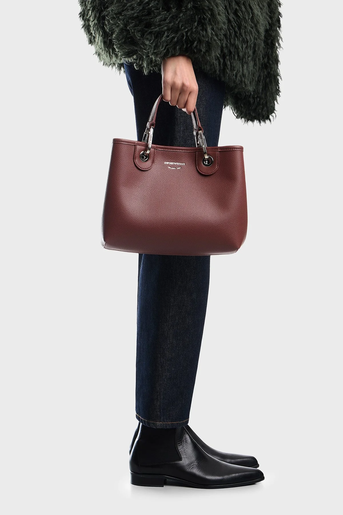Emporio Armani Logolu Çıkarılabilir Askılı Kadın Çanta EW000361 AF12036 M6453 Bordo - 2