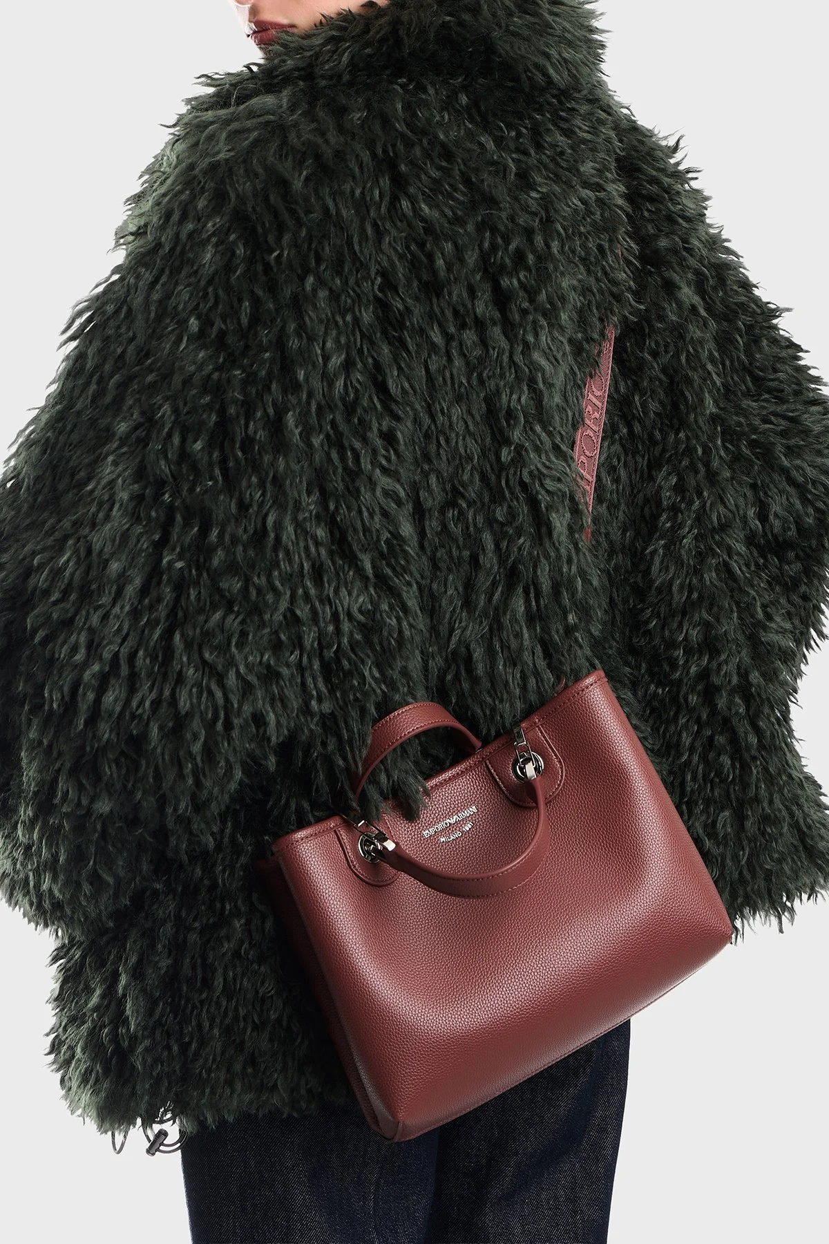 Emporio Armani Logolu Çıkarılabilir Askılı Kadın Çanta EW000361 AF12036 M6453 Bordo - 4