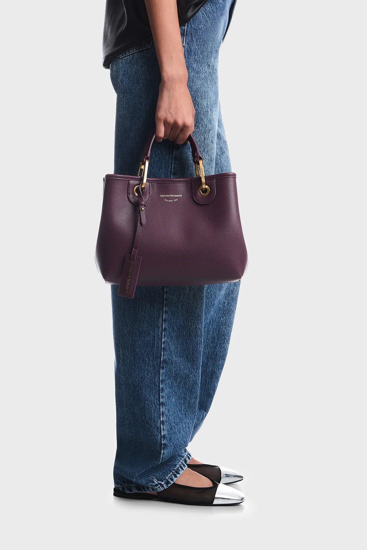 Emporio Armani Logolu Çıkarılabilir Askılı Kadın Çanta EW000361 AF12036 MA149 Mürdüm - 2