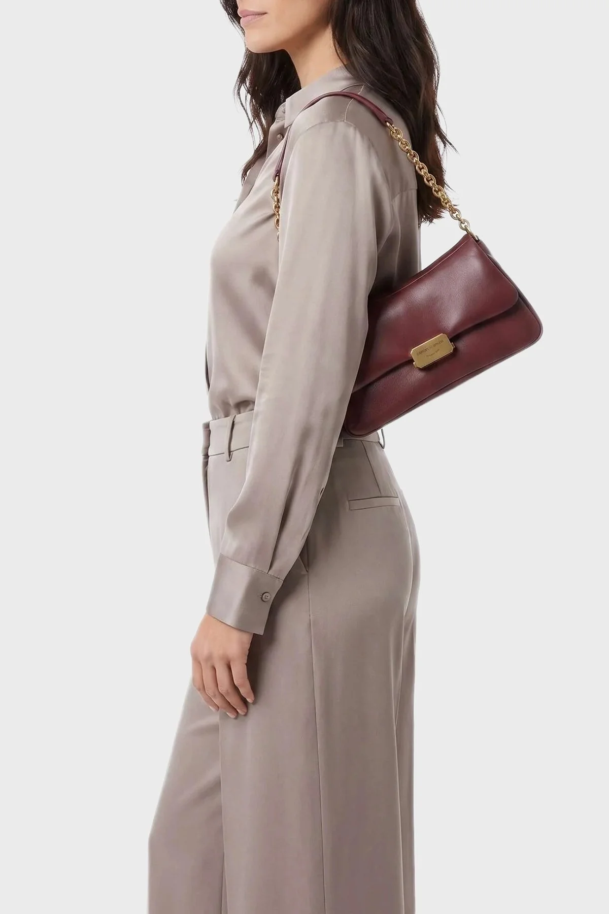 Emporio Armani Logolu Çıkarılabilir Askılı Kadın Çanta EW002644 AF32959 U6002 Bordo - 2