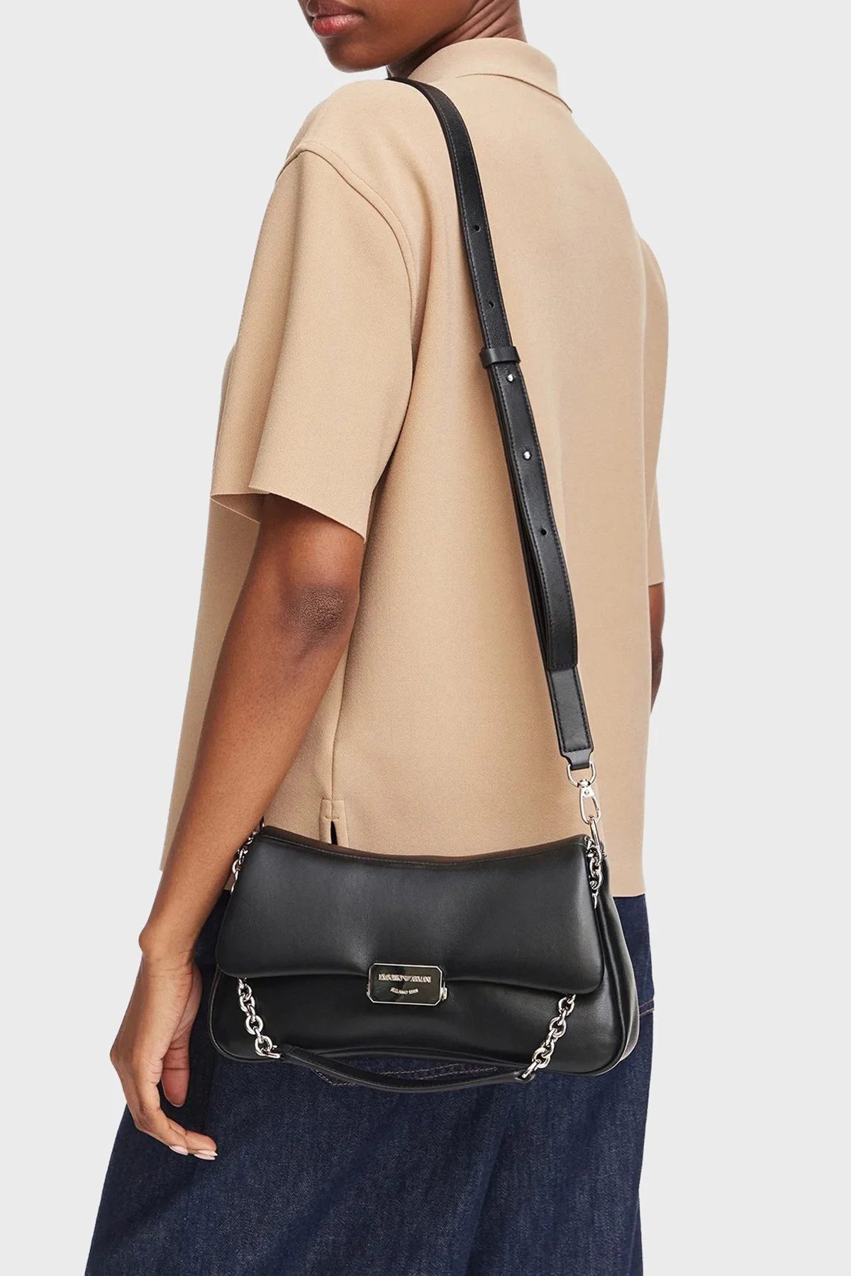 Emporio Armani Logolu Çıkarılabilir Askılı Kadın Çanta EW002644 AF32959 UC001 Siyah - 2