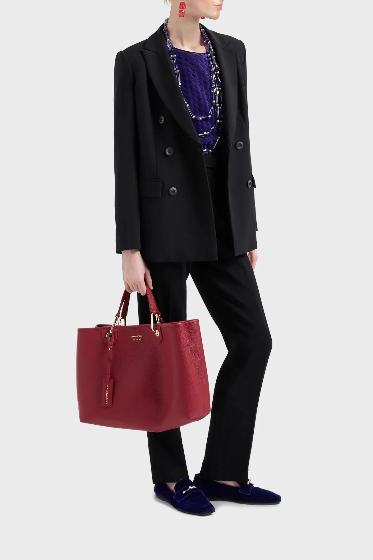 Emporio Armani Logolu Çıkarılabilir Omuz Askılı Bayan Çanta EW000360 AF12036 M5008 KIRMIZI - 2