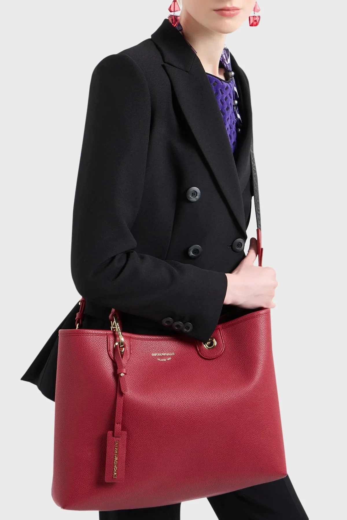 Emporio Armani Logolu Çıkarılabilir Omuz Askılı Bayan Çanta EW000360 AF12036 M5008 KIRMIZI - 4