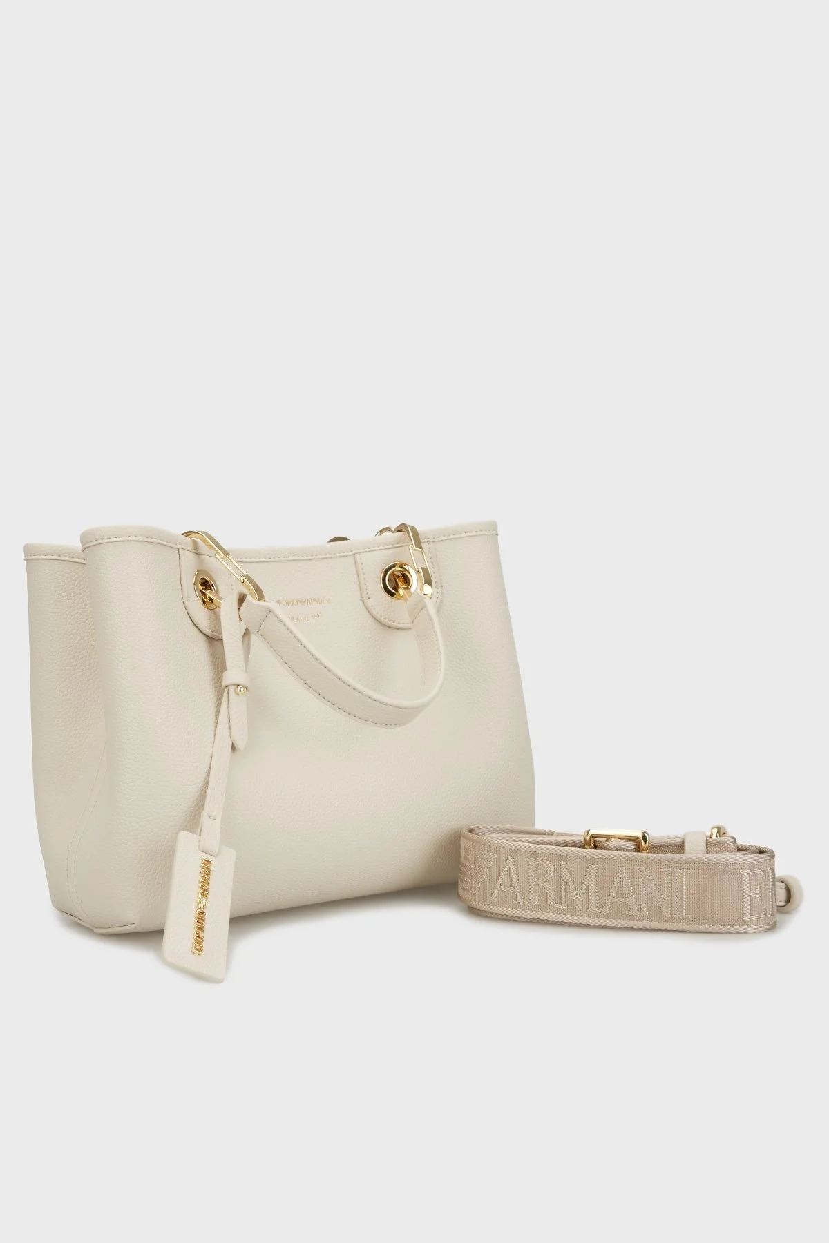 Emporio Armani Logolu Çıkarılabilir Omuz Askılı Bayan Çanta EW000361 AF12036 M1051 KREM - 3